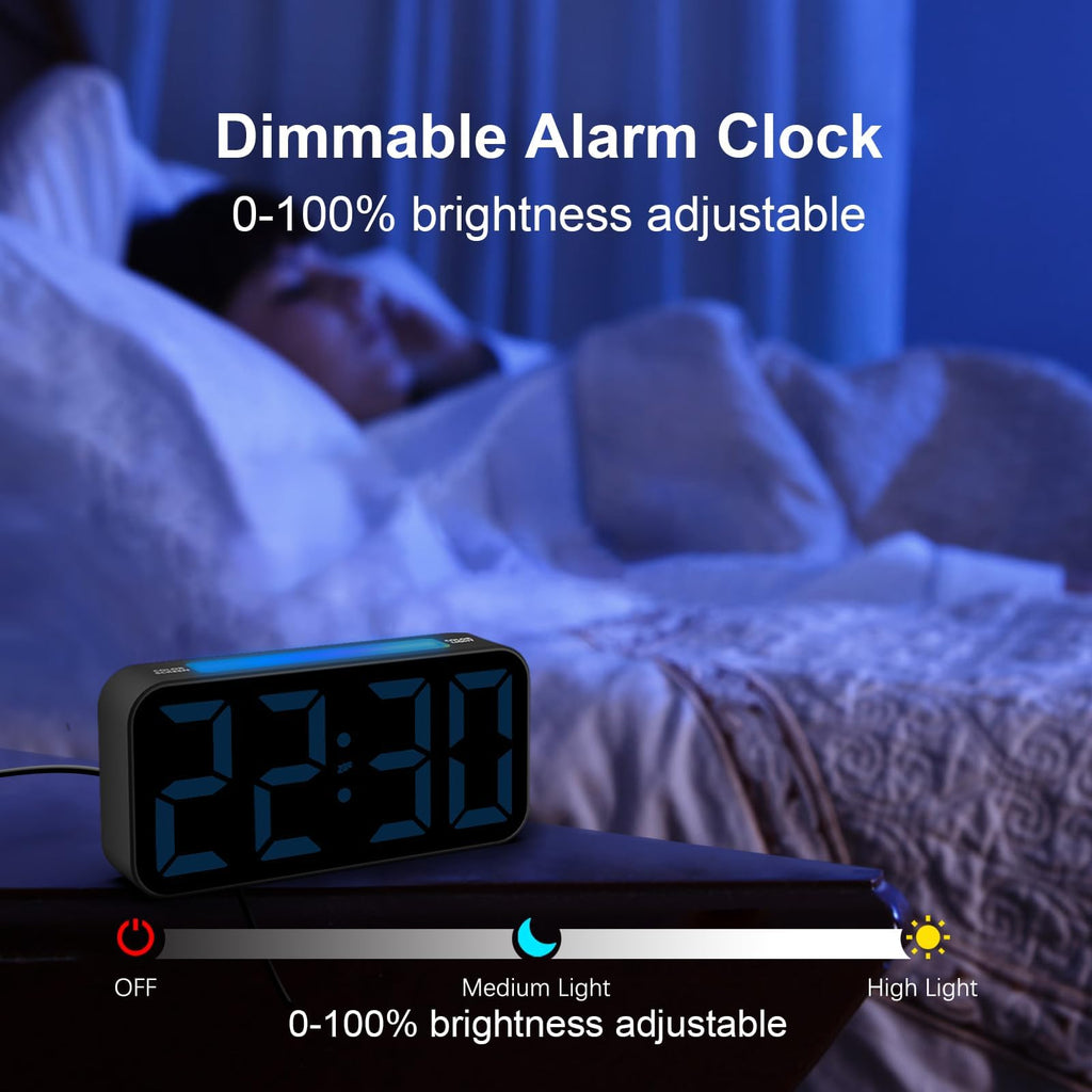 Topski Loud Alarm Clocks for Bedrooms Heavy Sleepers, Digital Clock with Night Light, Large Display, Dual Alarm, Snooze, Dimmable Bedside Alarm Clock for Kids Teens Boys Girls