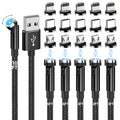 Magnetic Charging Cable, 540° Rotating Phone Charger [6-Pack, 3ft/3ft/3ft/6ft/6ft/10ft] 3 in 1 USB Cable Nylon Braided for iProduct/Micro USB/Type C Device