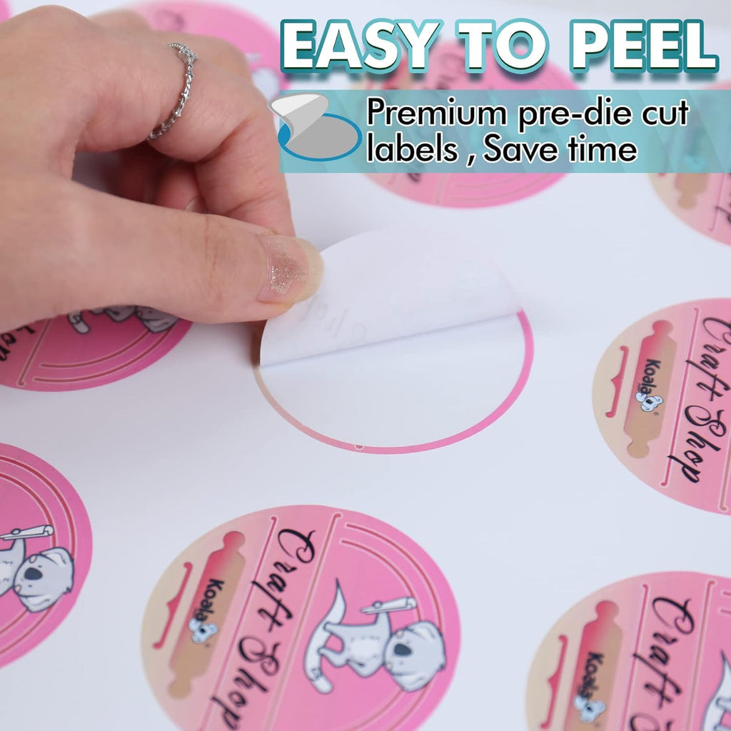 Koala Round Labels 2 Inch, Waterproof Printable Circle Labels for Inkjet and Laser Printer, Matte White, 600 Round Sticker Labels for Brand Logo Stickers, Bottle, Jar Labels