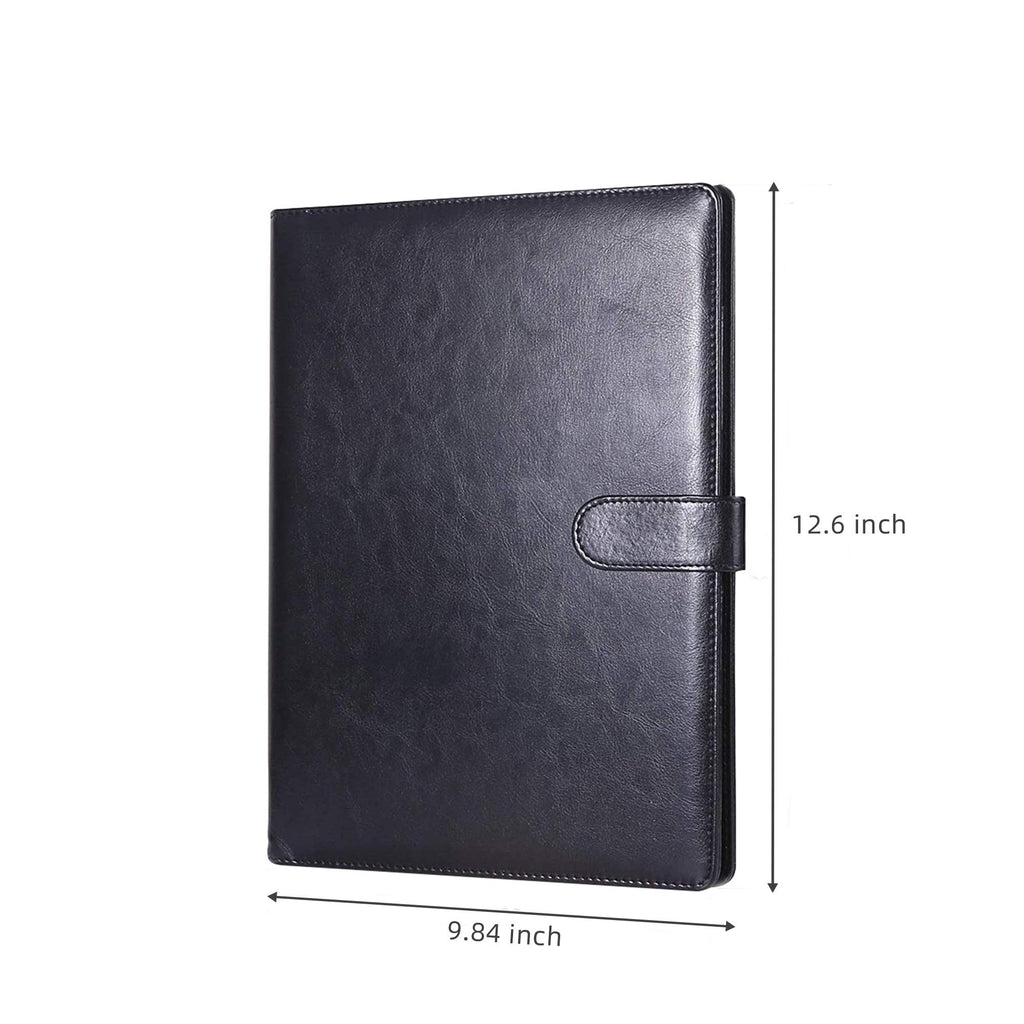 Padfolio Clipboard Folder File Folder With Pocket, Faux Leather Clipboard Storage For Letter Size A4 Wring Pad for Business School Office Conference (Black)