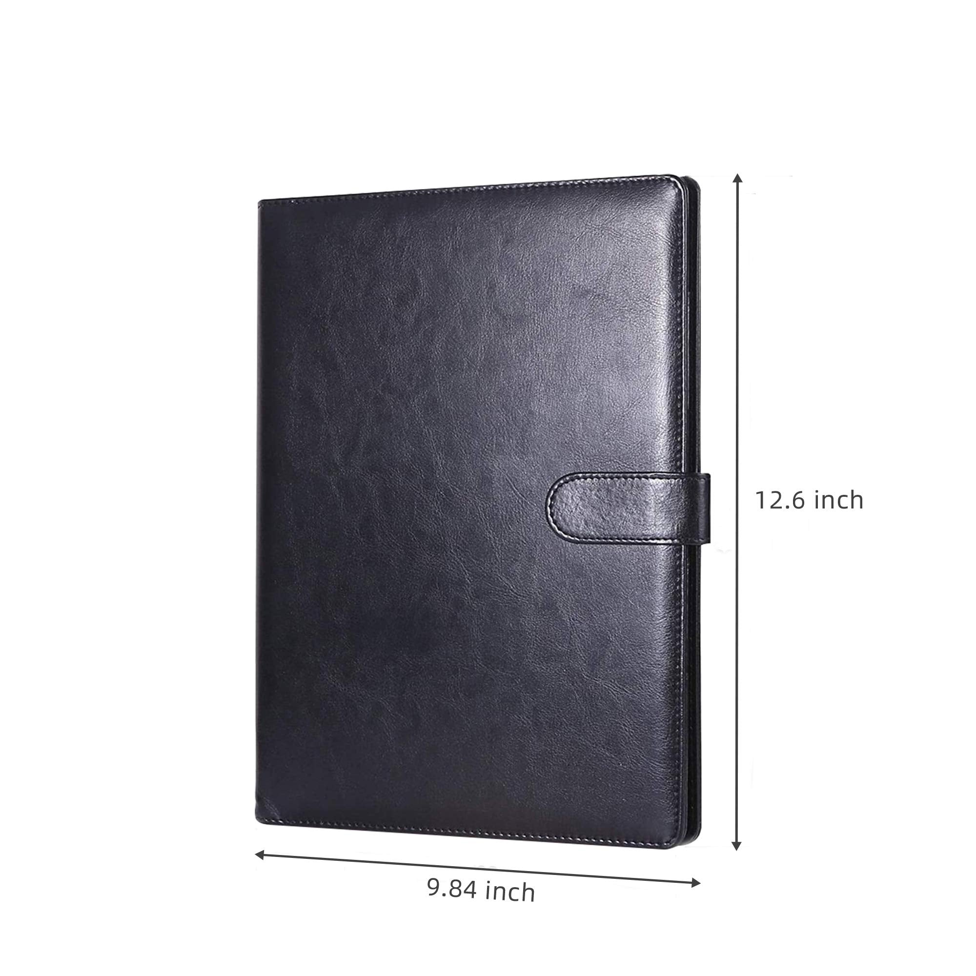 Padfolio Clipboard Folder File Folder With Pocket, Faux Leather Clipboard Storage For Letter Size A4 Wring Pad for Business School Office Conference (Black)