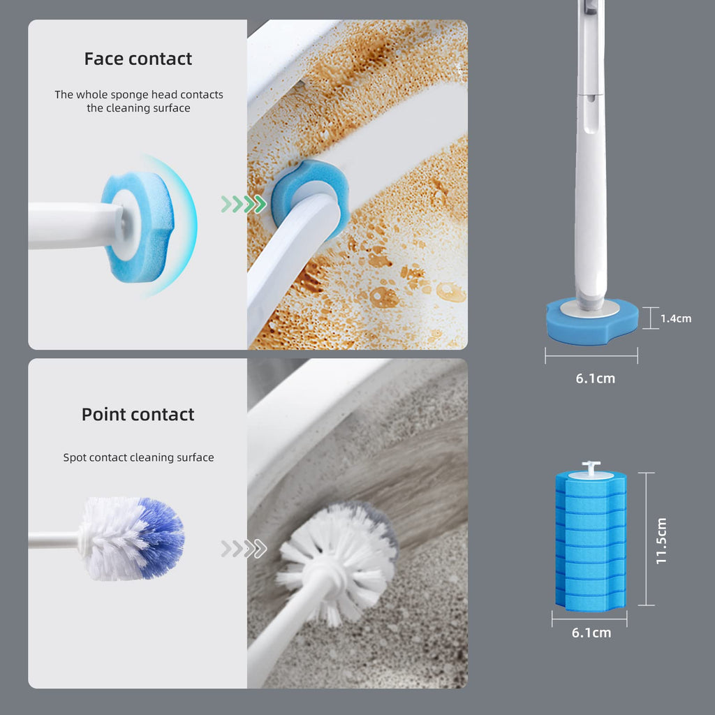 ROUDJER Toilet Brush Refills, 32 Pcs Disposable Toilet Brush Cleaning Sponges Heads for Bathroom Washroom Cleaning, Not Compatible with Other Wand