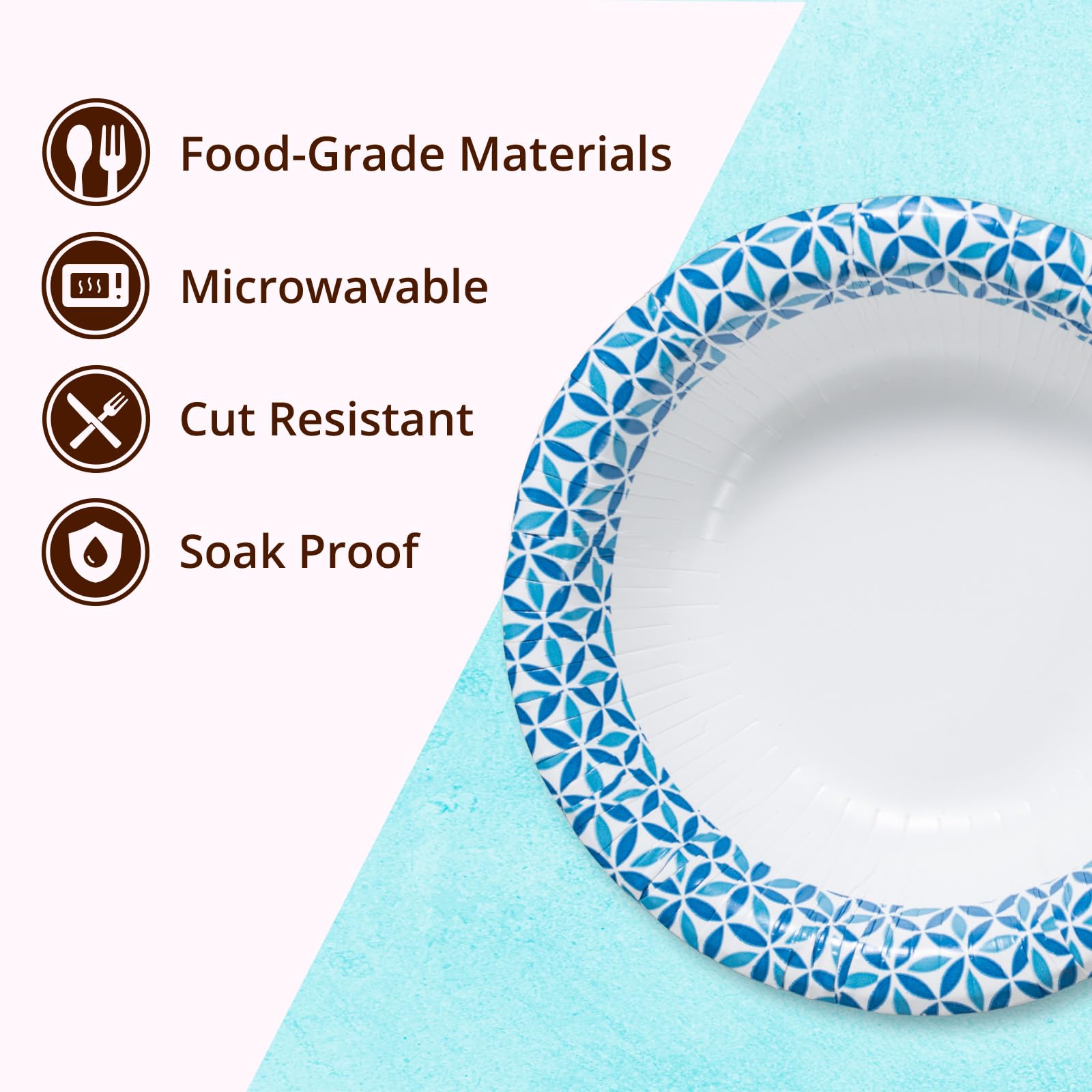 Paper Bowls, 591 ml, 150-Count, Microwave-Safe, Soak-Proof, Disposable Bowls with Infinity Petal Design, Great for Soup, Salad, Snacks, and Meals