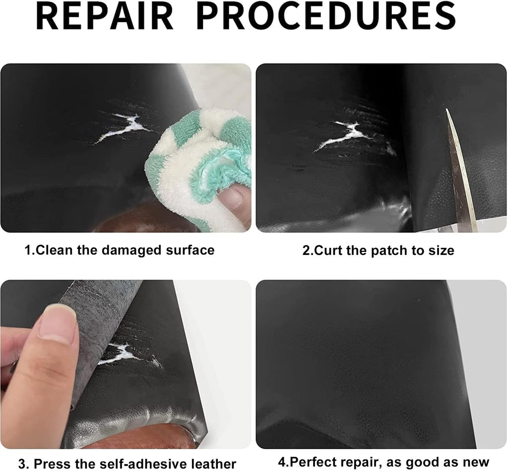 Lifeshoon Leather Repair Patch, 17X79 Inch Self Adhesive Leather Repair, Large Vinyl Patch Tape for Couches, Furniture, Car Seats, Cabinets, Wall, Handbags （Black, 17X79 Inch）
