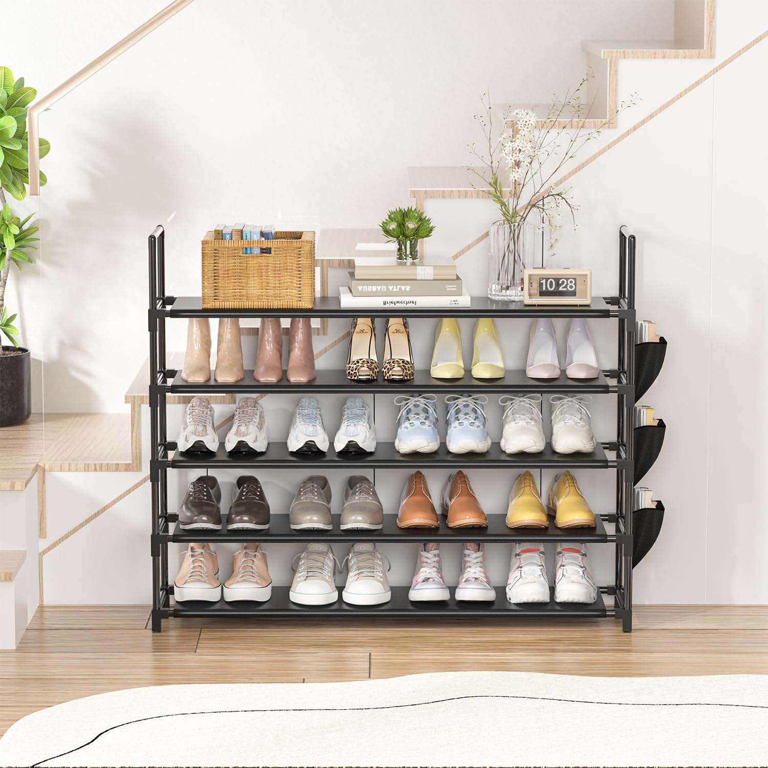 Shoe Rack 5 Tier Shoe Organizer Shoe Storage 20-25 Pairs for Closet Entryway Shoes Holder Space Saving Tall Shoes Shelf for Bedroom Garage Door