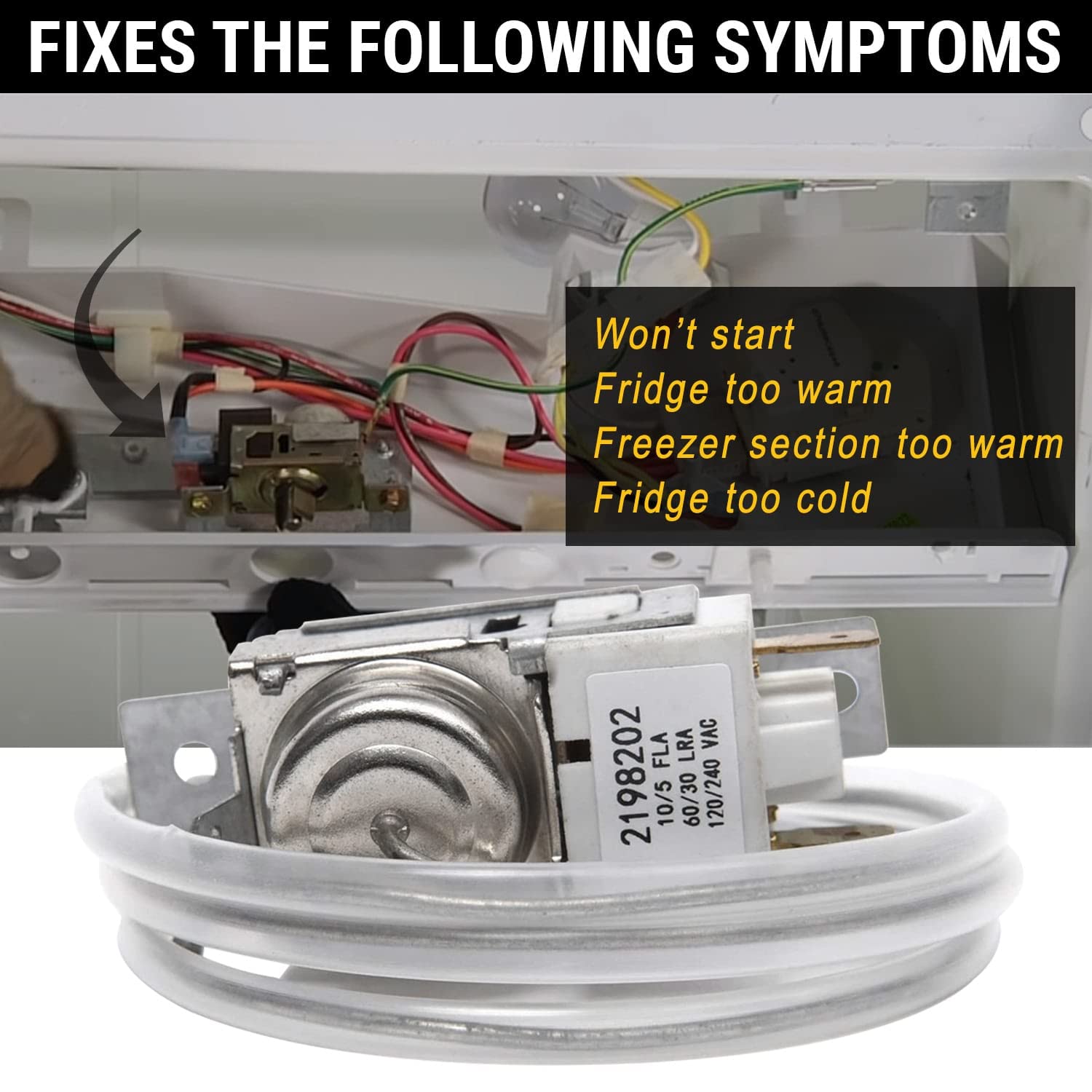 2198202 Refrigerator Cold Control Thermostat by Seentech Easy to Install - Exact Fit for Whirlpool,Kenmore Refrigerator - Replaces Part Numbers: WP2198202 2161284 2198201 PS11739232 AP6006166
