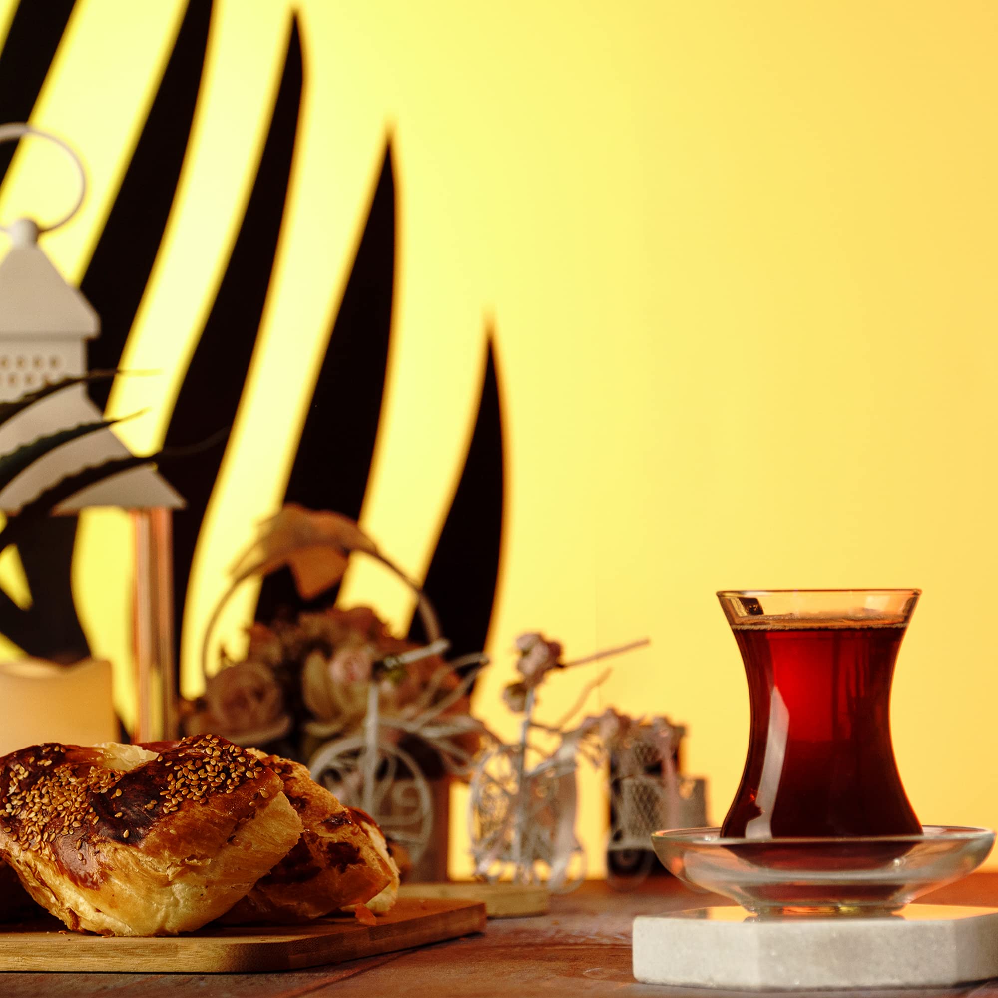 The Buybox Turkish Tea Glasses And Saucers Set (12 Pieces), Arabic Persian Tea Cups (4oz/120ml)