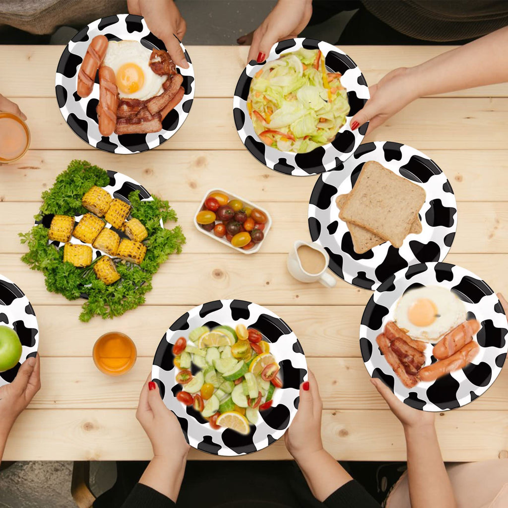 50PCS Cow Print Plates 9 Inch Cow Paper Plates Jungle Safari Party Supplies Animal Print Party Plates Cow Theme Birthday Party Plates Disposable Paper Food Trays Baby Shower Jungle Party Decorations