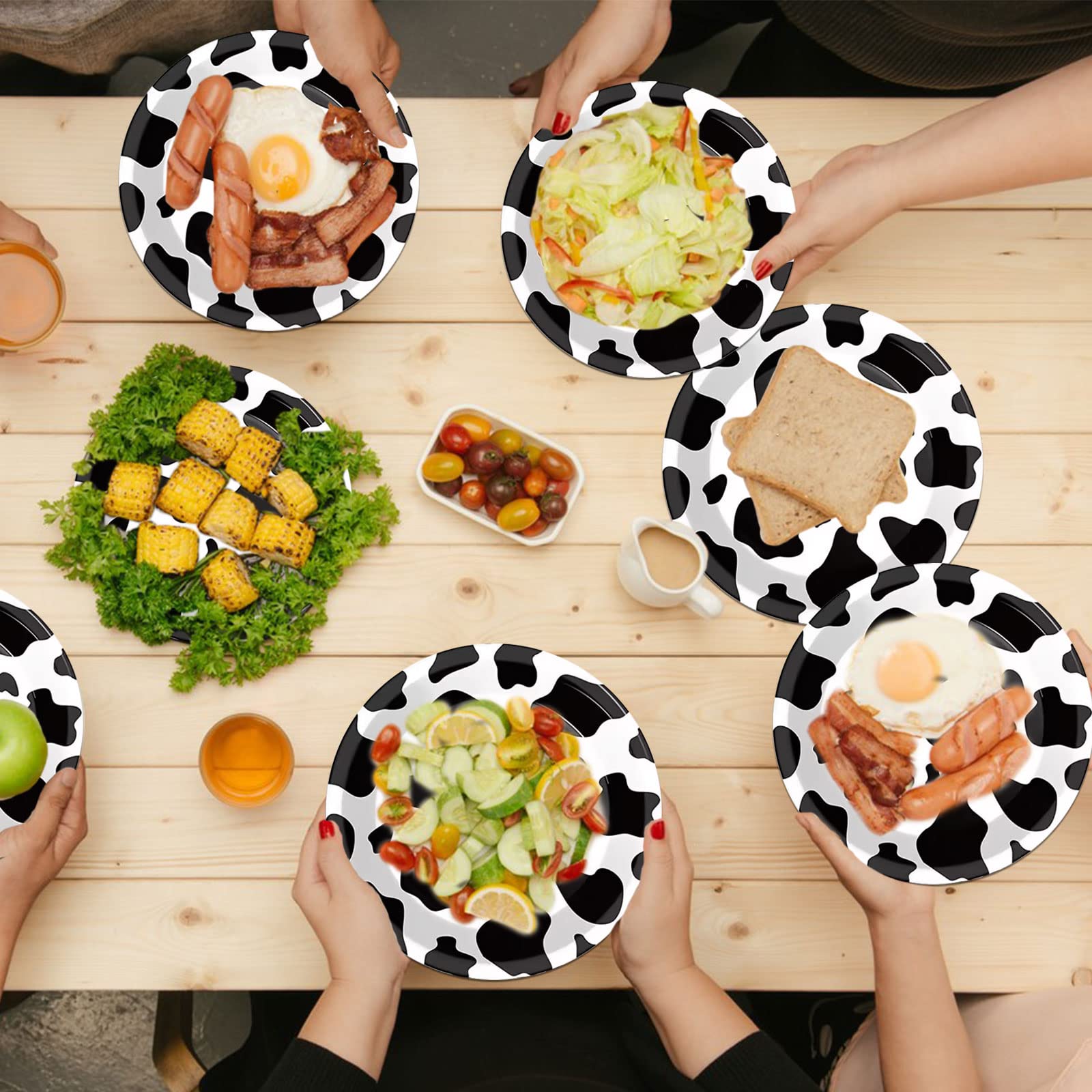 50PCS Cow Print Plates 9 Inch Cow Paper Plates Jungle Safari Party Supplies Animal Print Party Plates Cow Theme Birthday Party Plates Disposable Paper Food Trays Baby Shower Jungle Party Decorations