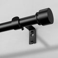 Modern Black Curtain Rods for Windows 48 to 84 Inch, 1" Diameter Adjustable Heavy Duty Window Treatment Rods with Matte Black End Cap Finials, Decorative Drapery Rods, Easy Installation