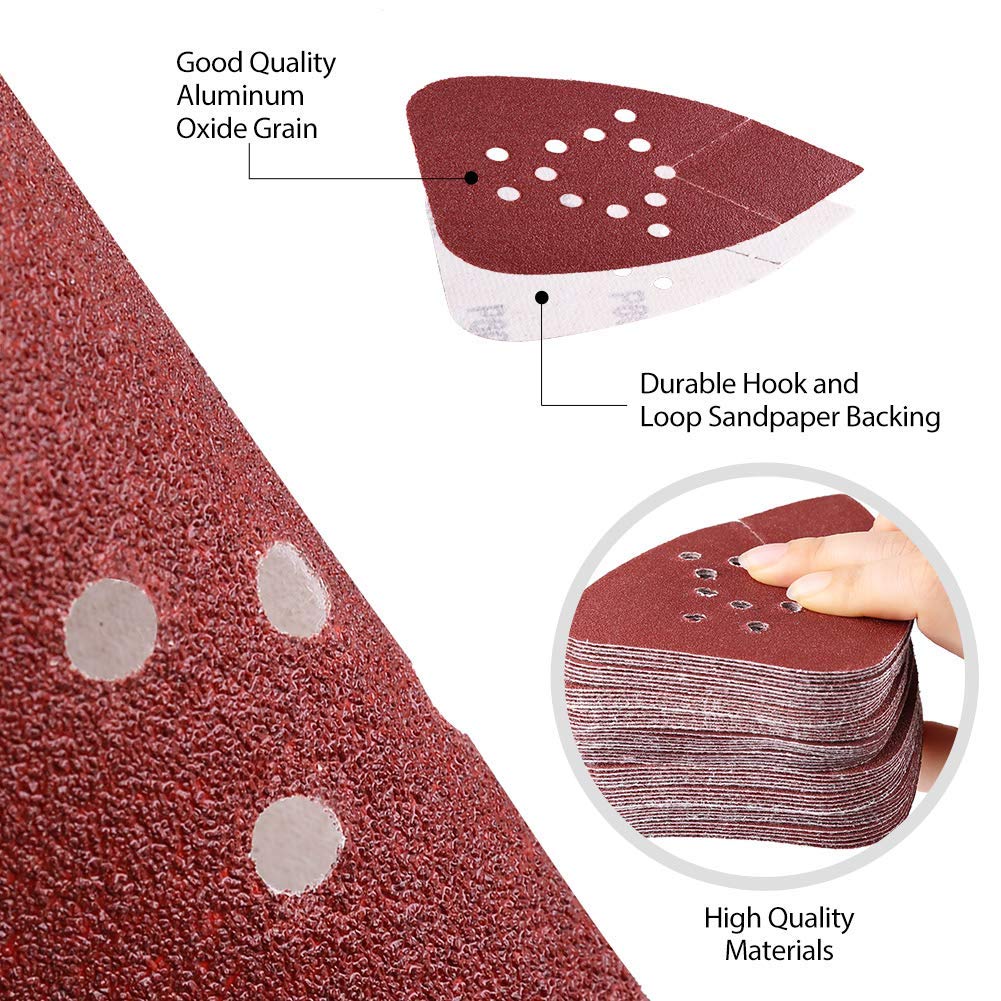 Sanding Pads for Black and Decker Mouse Sanders.50PCS 60 80 120 150 220 Grit Mouse Sandpaper Assortment - 12 Holes Hook and Loop Detail Palm Sander Sanding Sheets Sand Paper