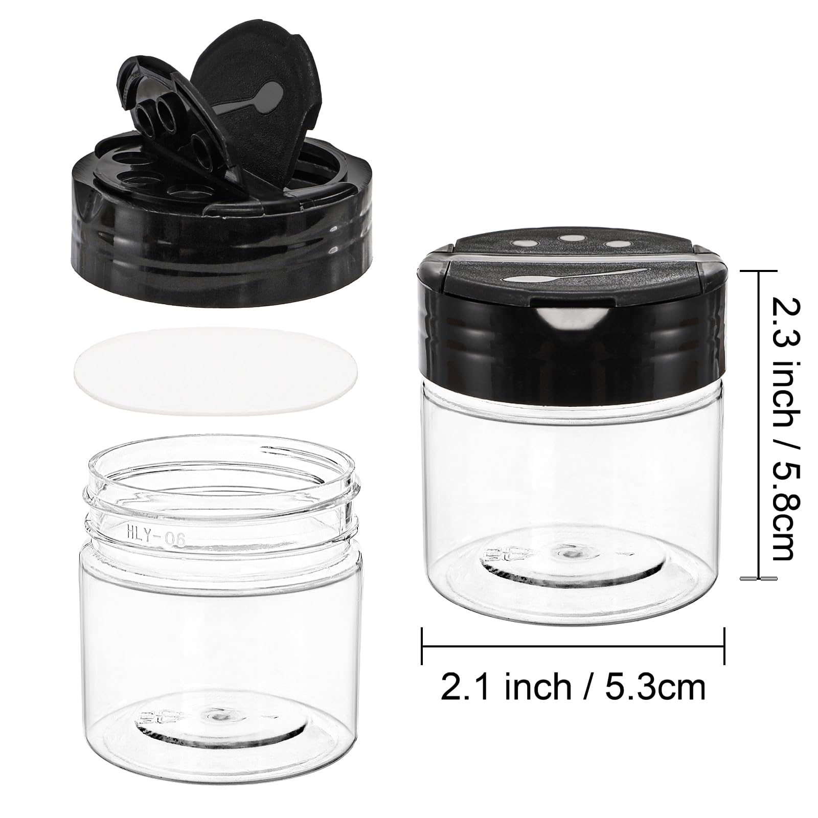 Foraineam 30 Pack Clear Plastic Jars 4 oz Mini Seasoning Bottles Spice Jars with Black Flip Cap to Pour Or Shaker, Round Food Safe Storage Containers with Lids for Spice Powders Cosmetics Crafts