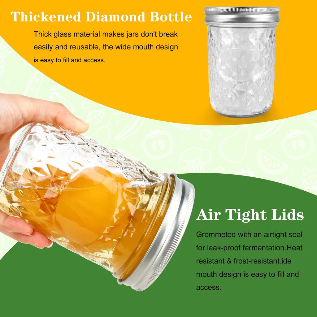 Wide Mouth Mason Jars, 16 oz Glass Canning Jars with Metal Lids and Bands, Set of 6
