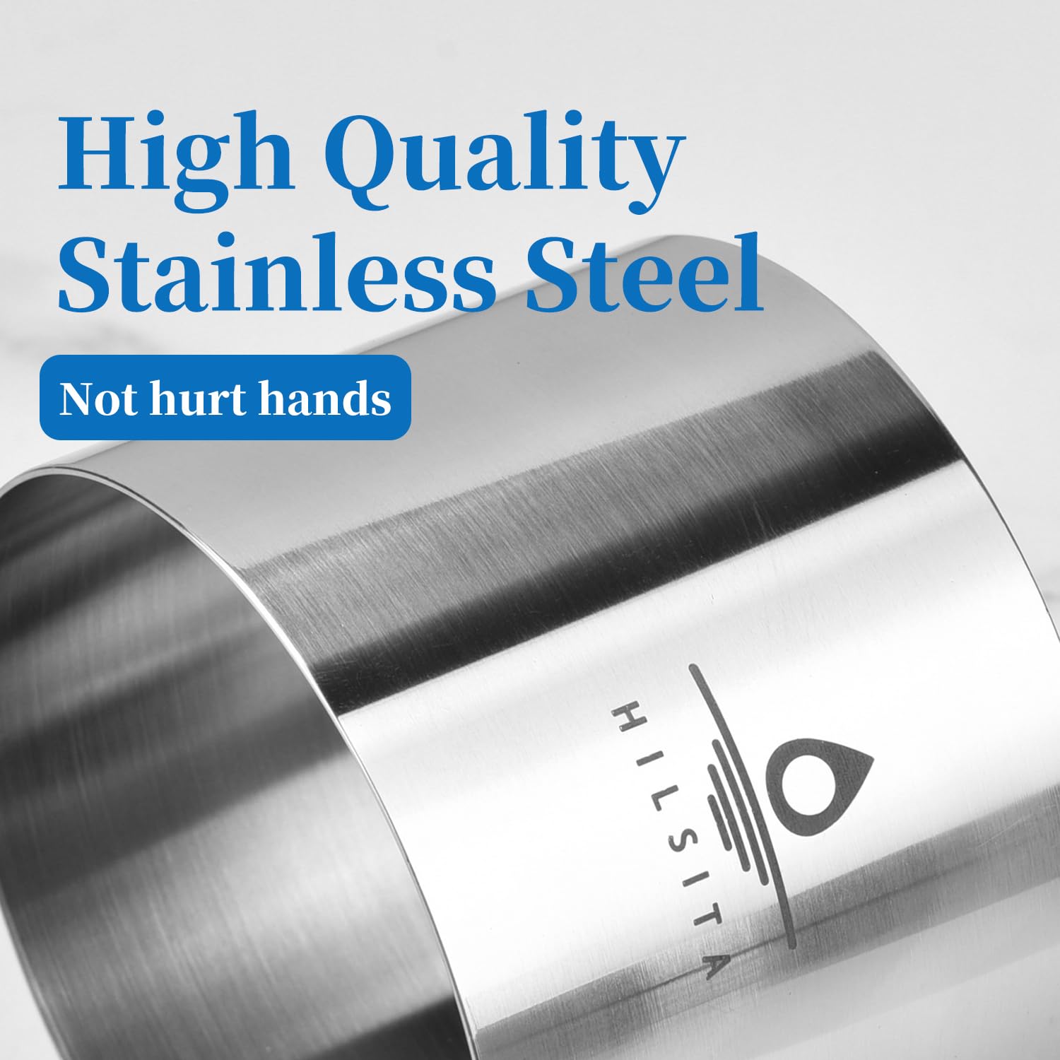 Hilsita Cake Ring Molds, Seamless Stainless Steel Cake Cutter for Baking, Cooking Rings with Pusher & Lifter, Dessert Mousse Molds Baking Tools (8pcs-3in)