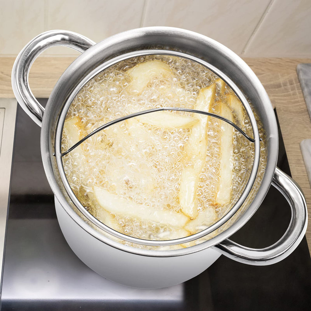 AVLA Asparagus Pot, 4 Quart Stainless Steel Steamer Cooker, Vegetable Asparagus Cooker with Removable Basket and Lid for Pasta, Spaghetti, Boiled Eggs, Shrimp, Oil Deep Fry Pan for French Fries