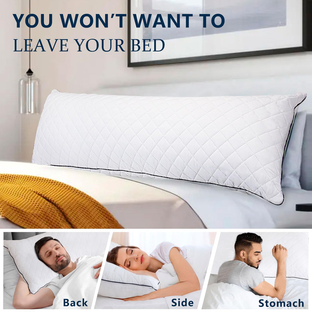 1 MIDDLE ONE Body Pillow, Memory Foam Body Pillows for Adults Sleeping, Long Pillow for Bed, Big Large Firm Full Body Pillow for Side Sleeper, 20x54 Inch, White