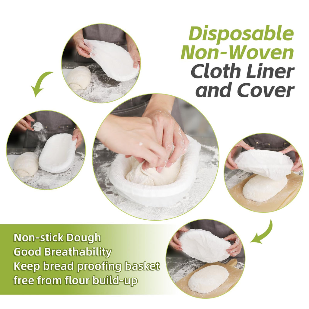 Pulp Banneton Bread Proofing Basket 11 inch Oval Bread Basket Sourdough Bread Baking Supplies Brotform Set 6 with Storage Bag 30pcs Dispoable Liners for Professional Homemade Bread