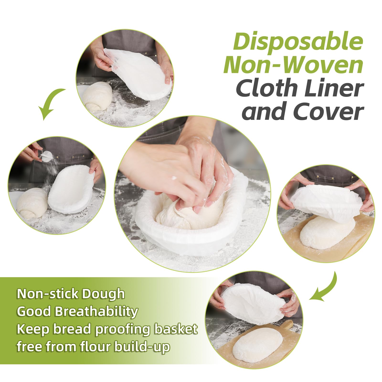 Pulp Banneton Bread Proofing Basket 11 inch Oval Bread Basket Sourdough Bread Baking Supplies Brotform Set 6 with Storage Bag 30pcs Dispoable Liners for Professional Homemade Bread
