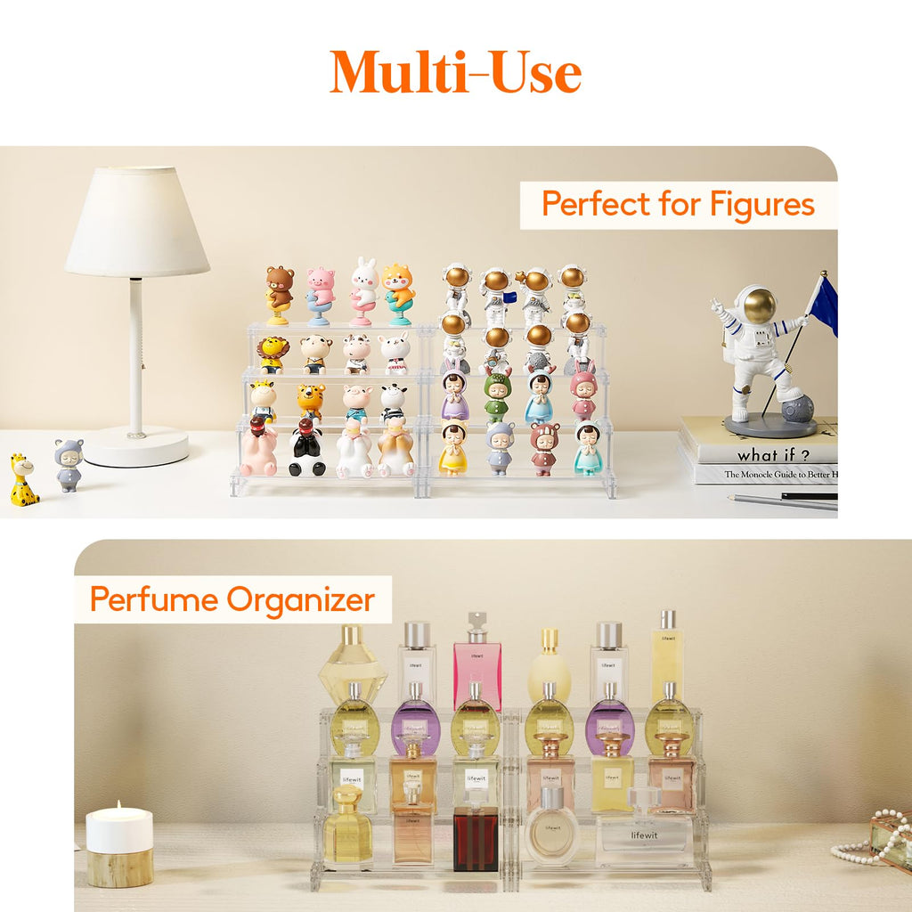Lifewit 4 Tier Perfume Organizer, Clear Fragrance Shelf, Acrylic Display Stand for Cupcake, Desserts, Figurines, Makeup, Display Risers Holders for Holiday, Birthday, Party Organizer Decor,1 Pack