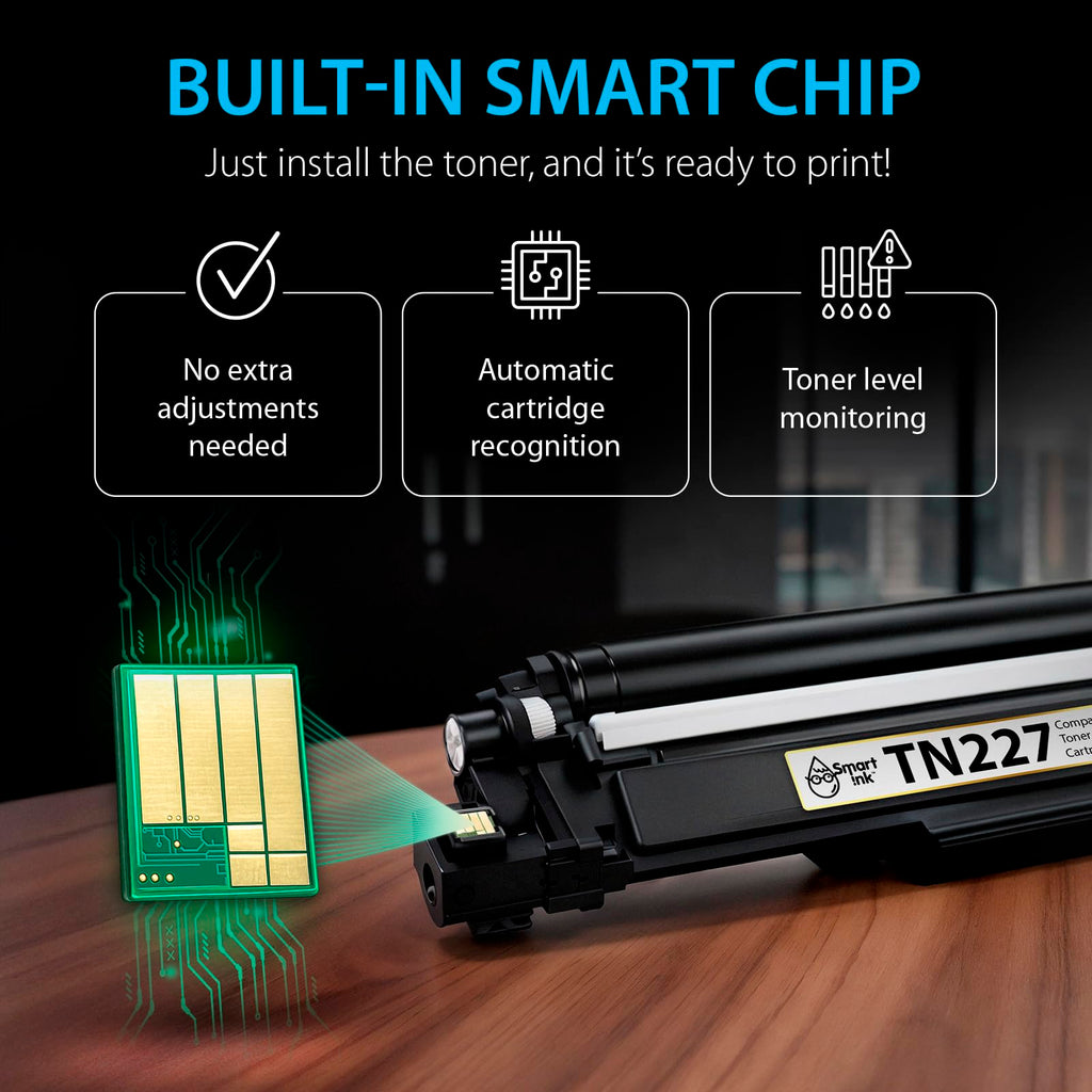 Smart Ink Compatible TN227 High Yield Toner Cartridge (2 Black Combo Pack) Replacement for Brother TN-227 TN-223 TN223bk TN227bk to use with MFC-L3770CDW HL-L3290CDW HL-L3270CDW MFC-L3710CW HL-L3210CW