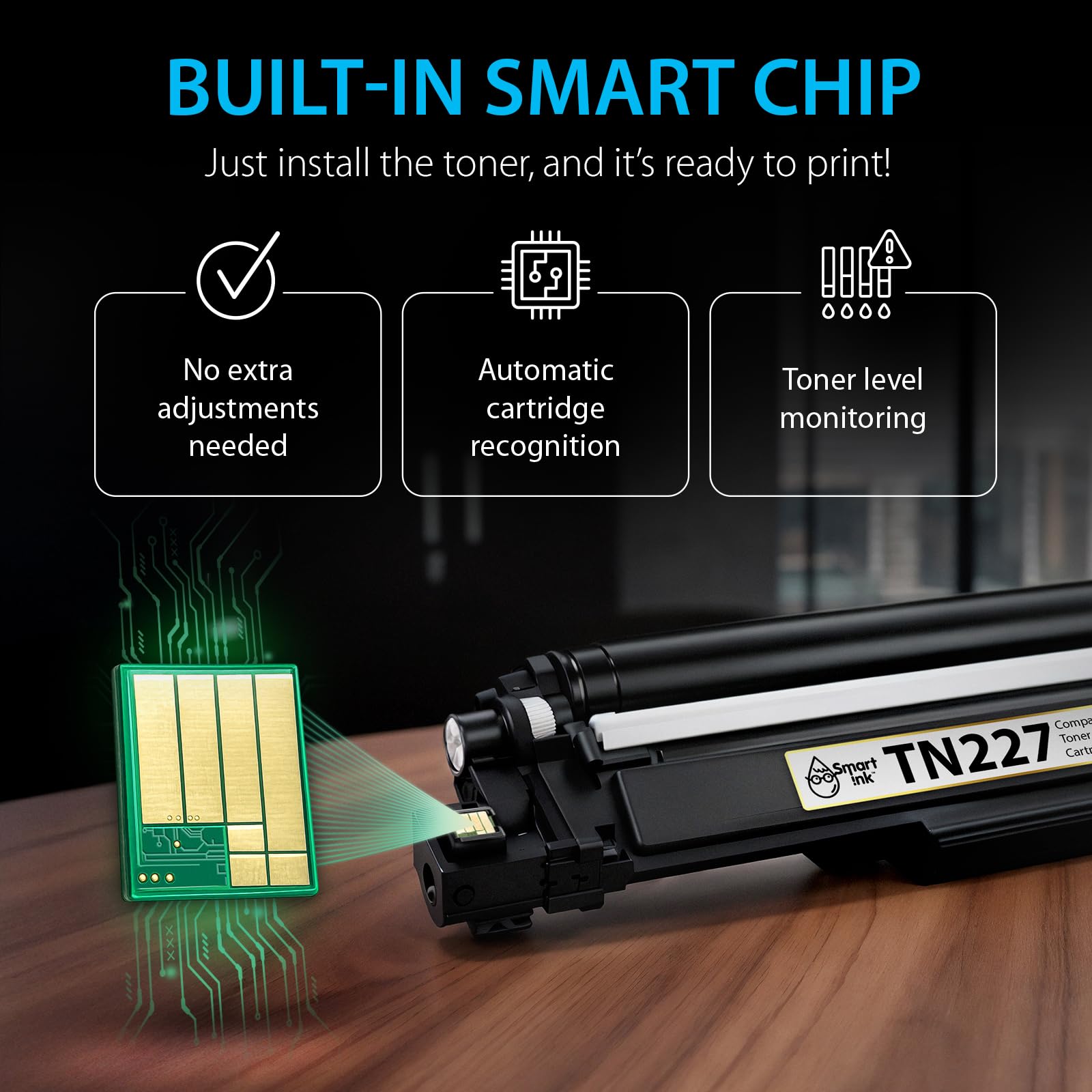 Smart Ink Compatible TN227 High Yield Toner Cartridge (2 Black Combo Pack) Replacement for Brother TN-227 TN-223 TN223bk TN227bk to use with MFC-L3770CDW HL-L3290CDW HL-L3270CDW MFC-L3710CW HL-L3210CW