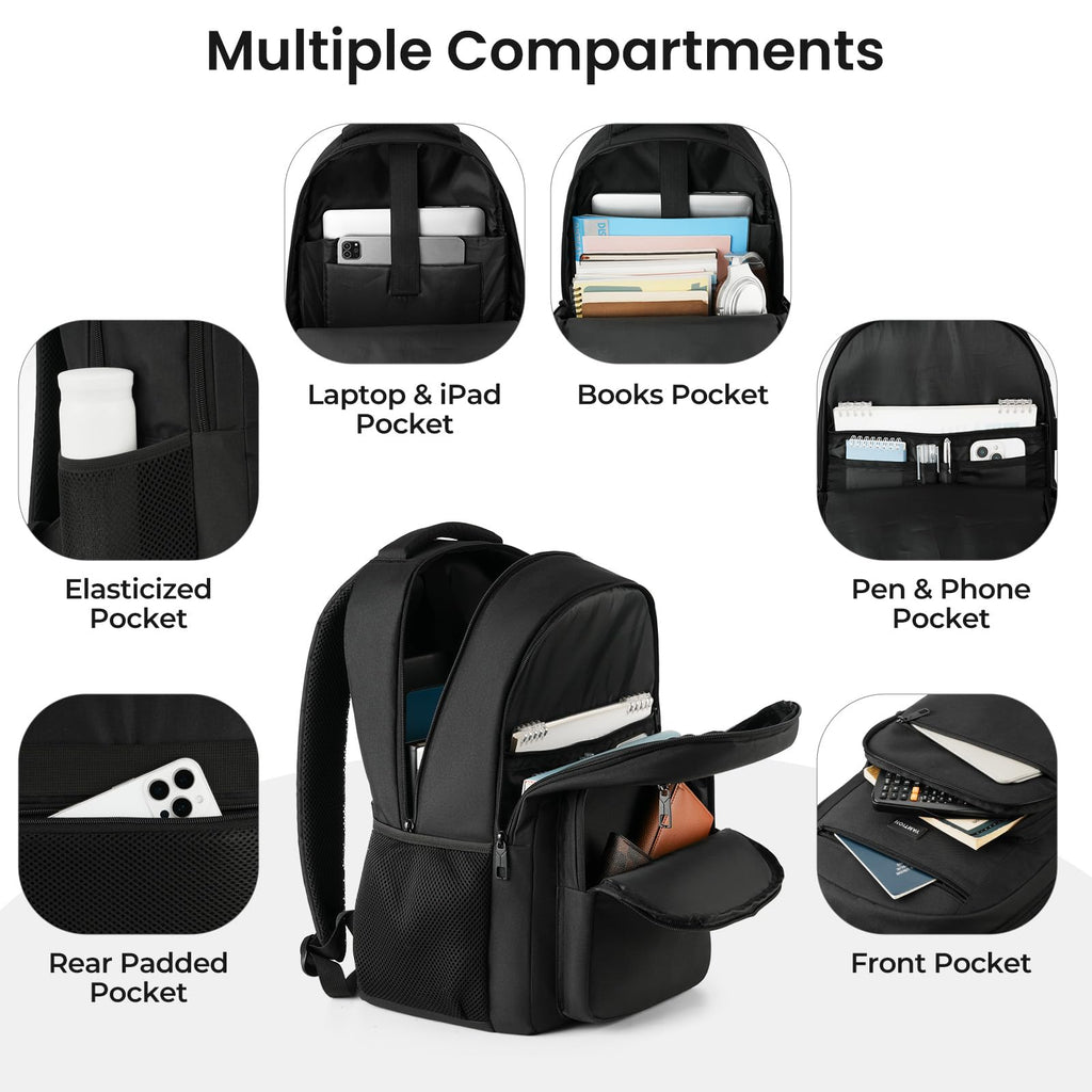 Laptop Backpack for Men and Women, Black Backpack, School Backpack for Boys and Girls, Bookbag, Work Backpack Fits 15.6 Inch Laptop and Notebook