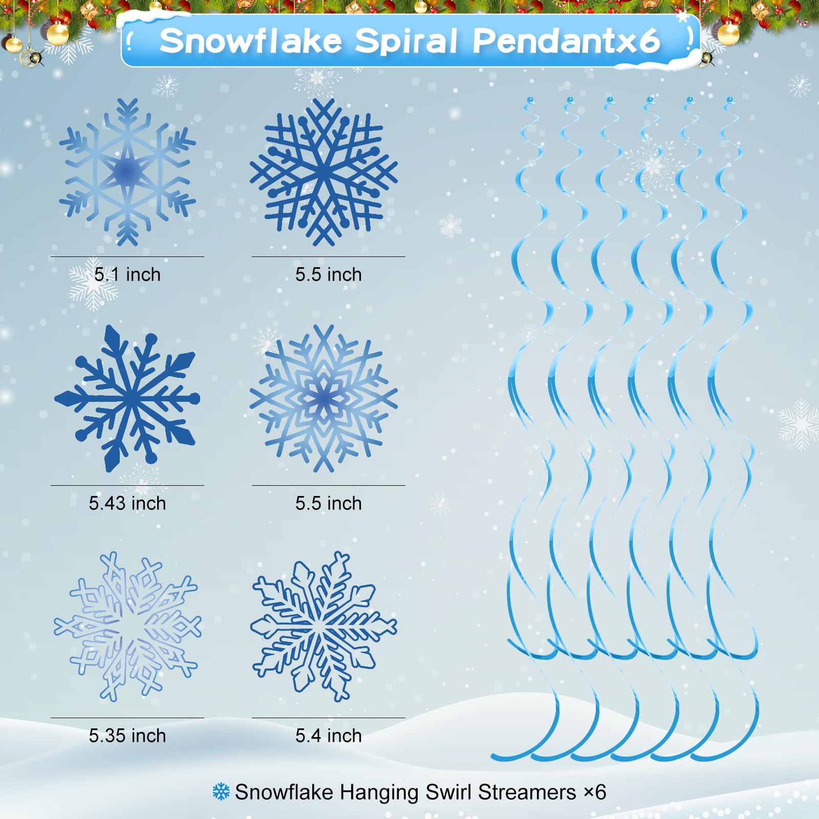 WINTS 175 Pcs Winter Wonderland Birthday Party Supplies, Disposable Snowflake Plates Tableware Set,Paper Plates,Napkins,Cups,Tablecloth Decor for Magical Snowflake Decorations,Serves 24 Guests