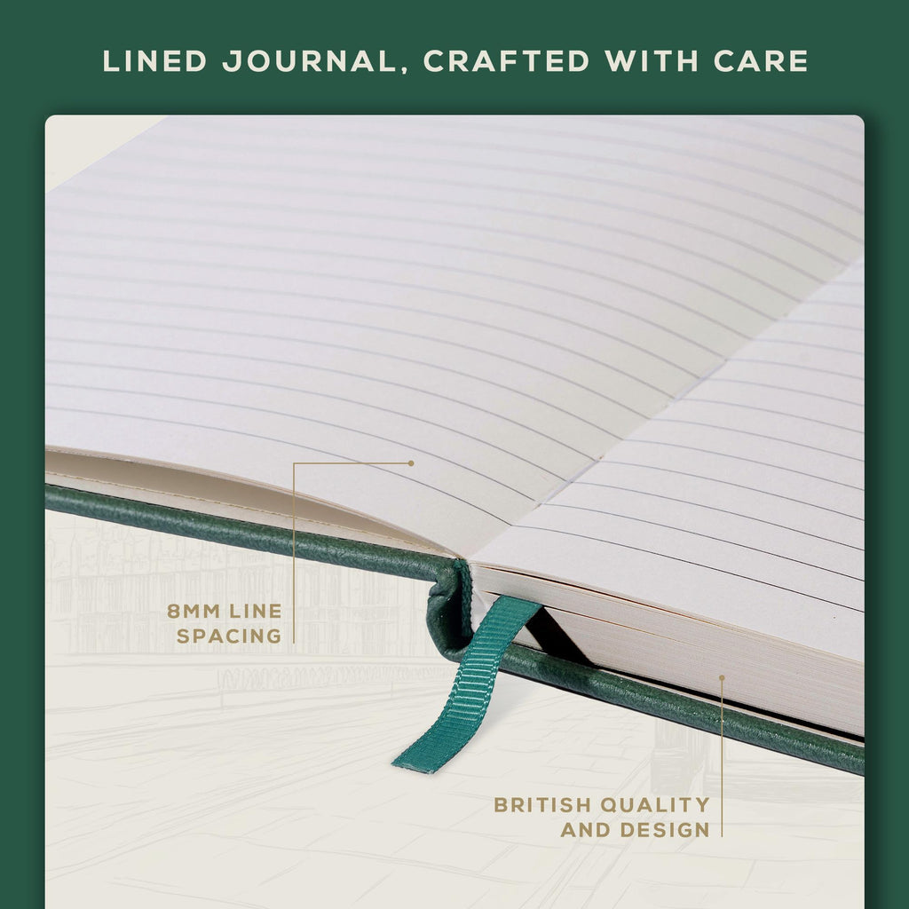 BEECHMORE BOOKS Ruled Journal Notebook, A4 8.5" x 11.5" 160 Lined Pages, Hardcover Leather Journals for Women, Men, Writing and Notebooks for Work - 120 GSM Thick Paper, Gifts Box Included