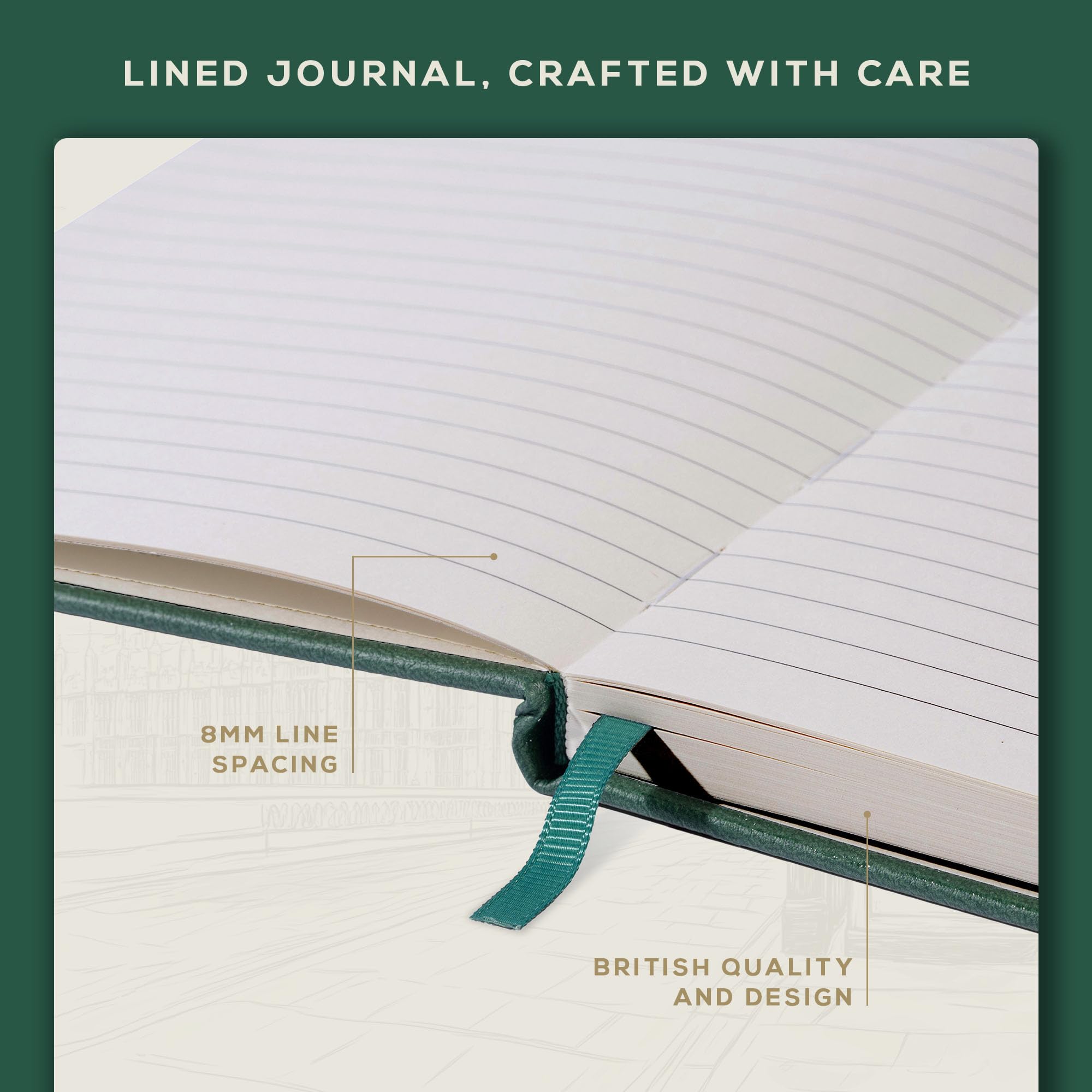 BEECHMORE BOOKS Ruled Journal Notebook, A4 8.5" x 11.5" 160 Lined Pages, Hardcover Leather Journals for Women, Men, Writing and Notebooks for Work - 120 GSM Thick Paper, Gifts Box Included
