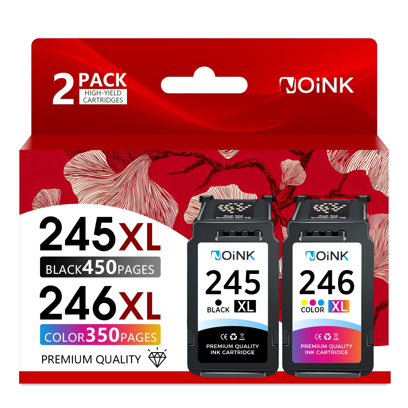 245XL 246XL Ink Cartridges Combo Pack High Yield Replacement for Canon PG-245 XL CL-246 XL – Compatible with Pixma TR4520 TR4527 MG2522 MG2520 MX490 MX492 MG2920, 1 Black 1 Tri-Color, 2 Pack