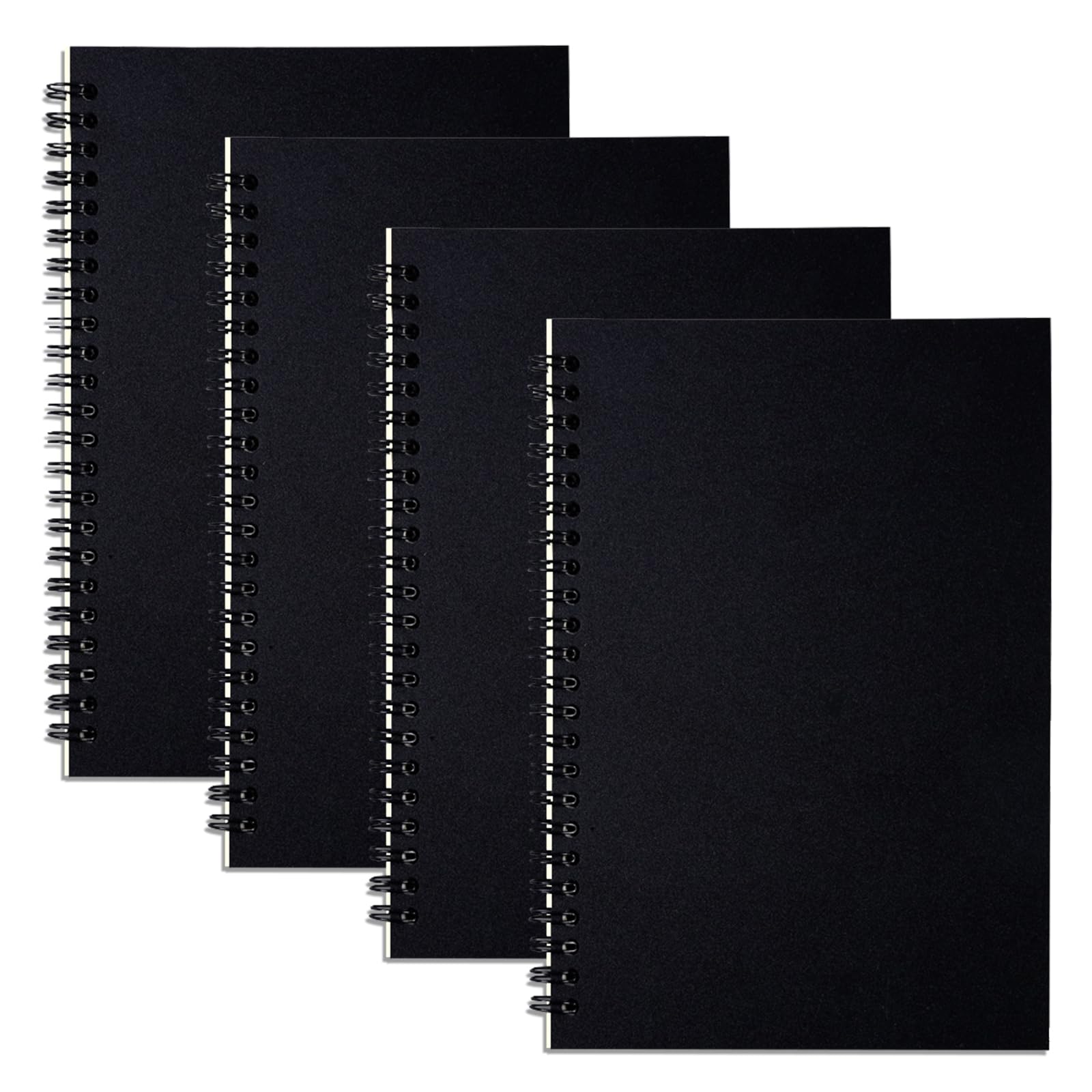 A5 Spiral Lined Notepad,4 Pack Spiral Notebook Wirebound Notebooks 80 Sheets(160 Pages)/Per Pack A5 Sketch Book Reporters Notepad for Office Travel School Drawing Black