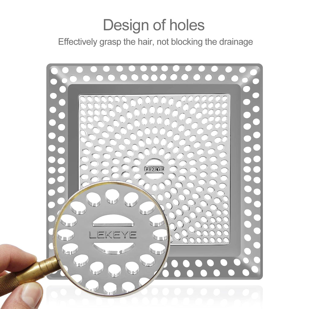 LEKEYE Shower Drain Hair Catcher | Drain Strainer | Shower Drain Cover Stainless Steel and Silicone
