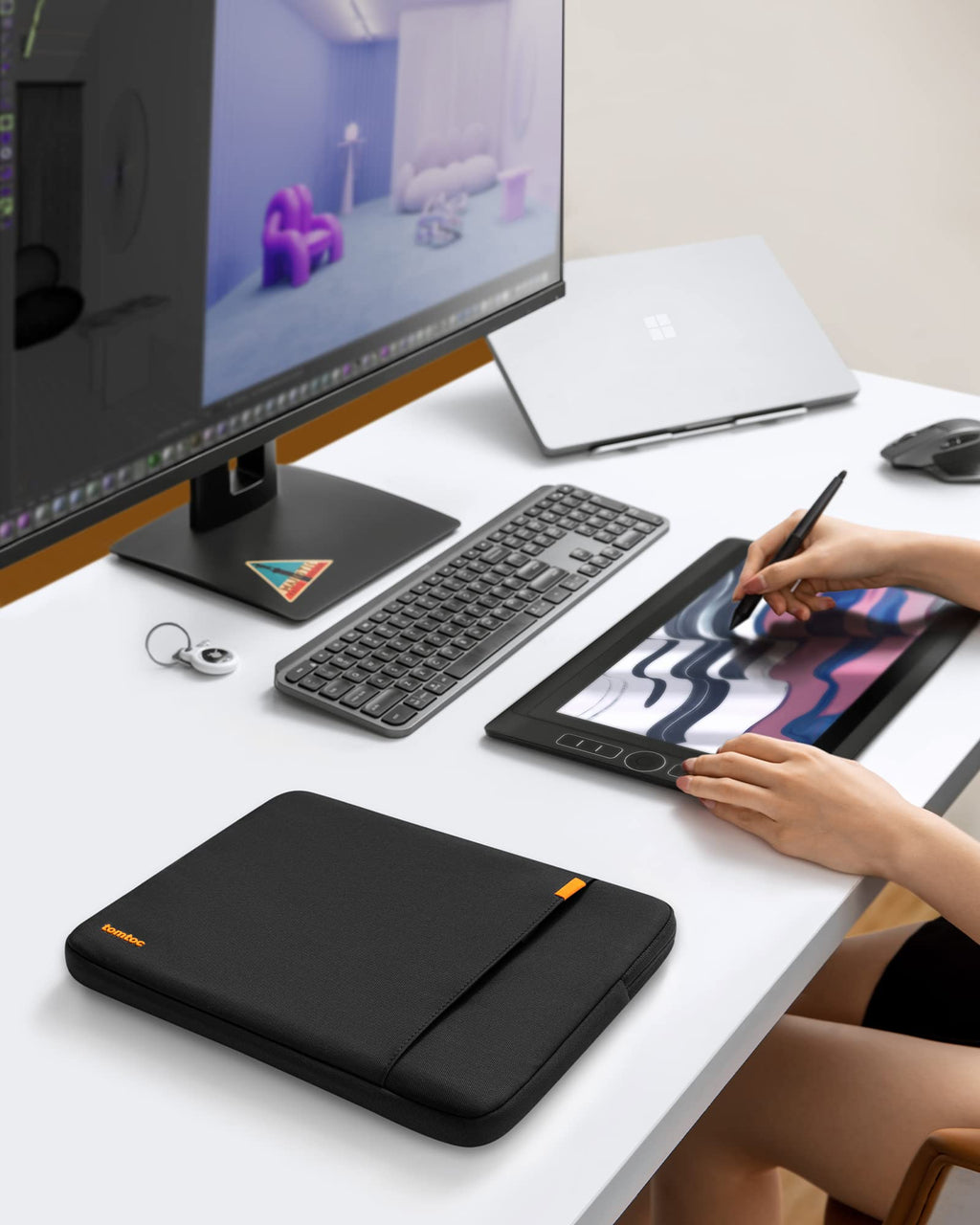 tomtoc 360° Protective Laptop Sleeve for 13-inch New Surface Pro 11th, Copilot+PC 2024, Surface Pro 10/9/8/X with Signature Keyboard/X Keyboard, Shockproof Water-Resistant Notebook Surface Case Bag