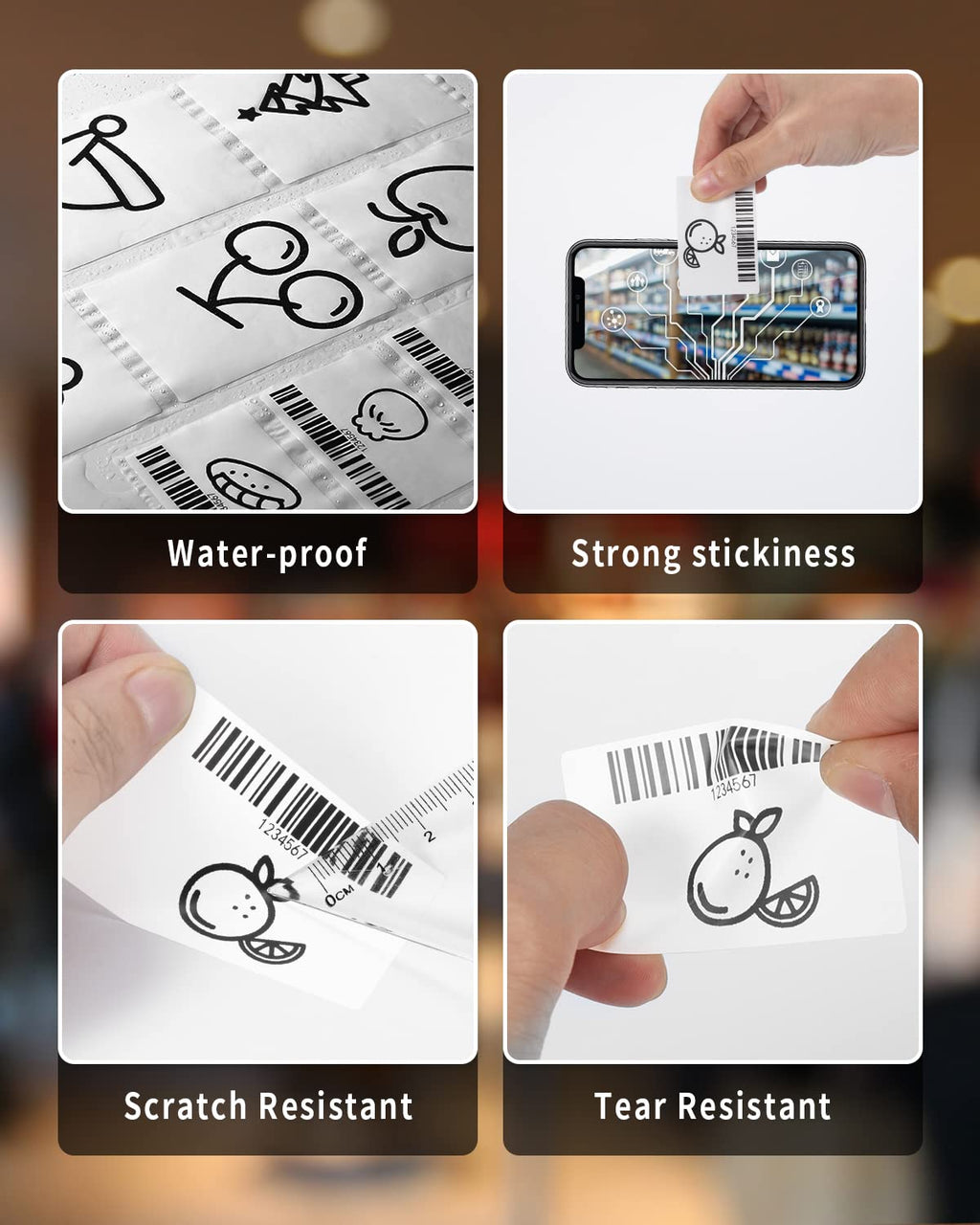 Phomemo Thermal Sticker Label Paper for M110 M220 M150 M250 Label Maker, Back to School Supplies, Strong Self-Adhesive Sticker, 1.57'' x 1.18'' (40mm x 30mm), 230Pcs/Roll, 3 Rolls