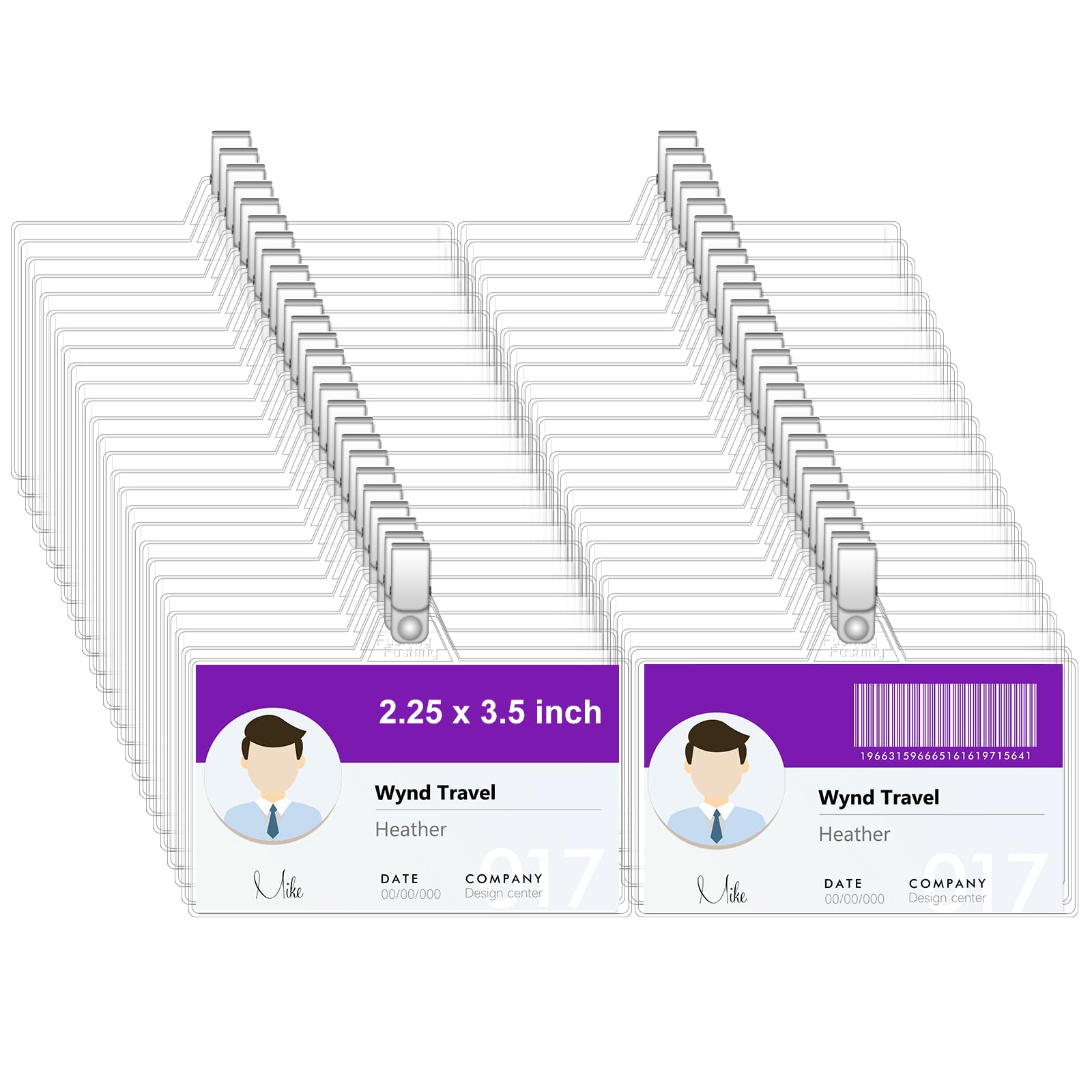 Name Badge Holders with Clip - Fushing 40PCS Clear Plastic ID Badge Holders with Badge Clips for 2-1/4 Inch x 3-1/2 Inch Name Badge Inserts