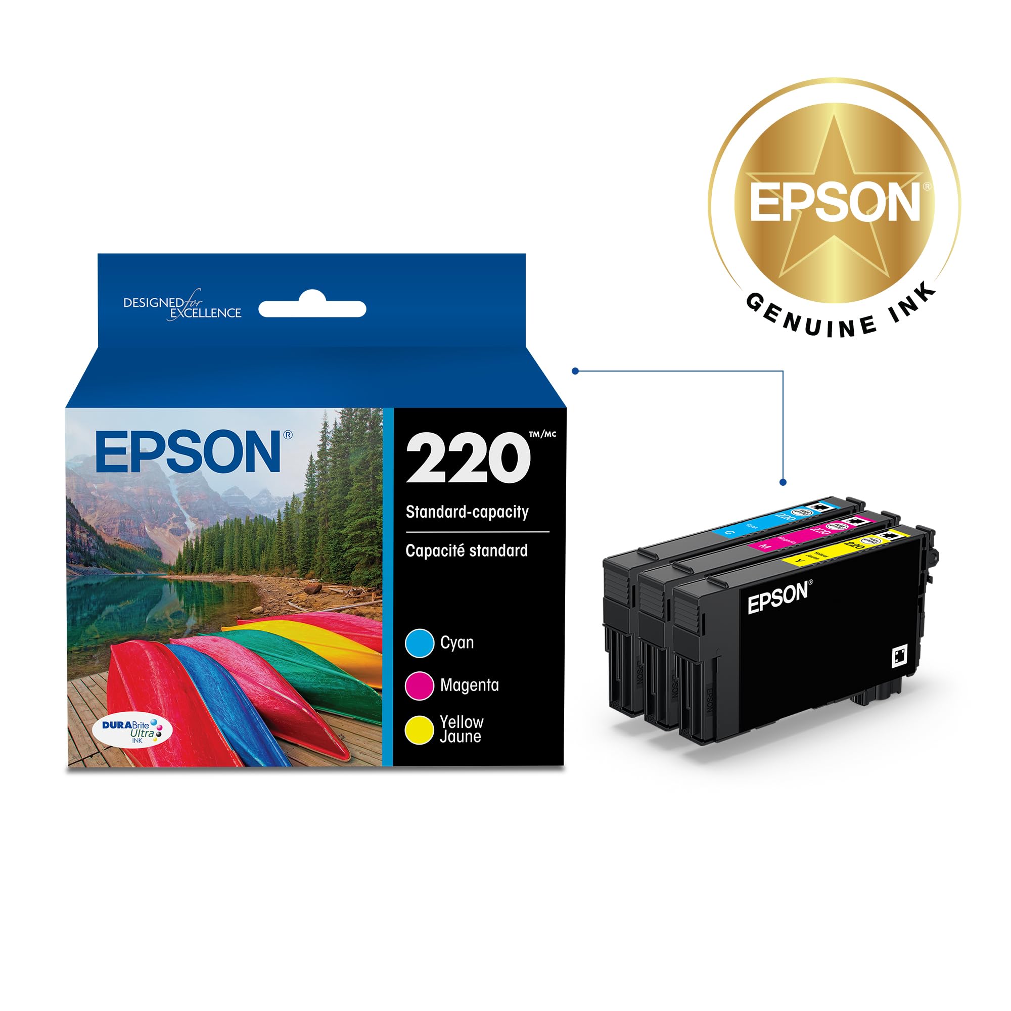 Epson 220 DURABrite Ultra Ink Cartridge, Combo Pack (T220520)