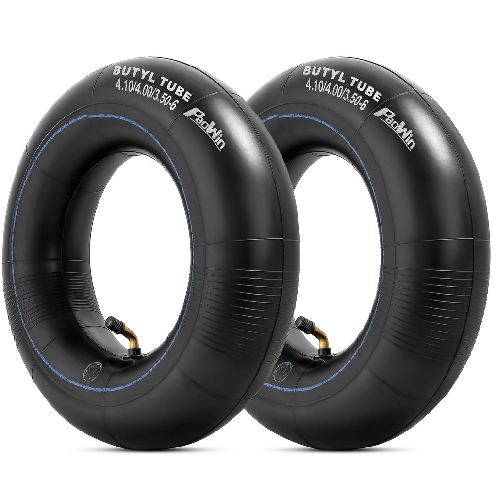 PaoWin 2 PCS 4.10/4.00/3.50-6 (13 x 4.00-6) Replacement Inner Tube with TR87 Bent Valve Stem Compatible with Wheelbarrows, Mowers, Hand Trucks and More 3.50-6 4.00-6 4.10-6 Tire Tubes