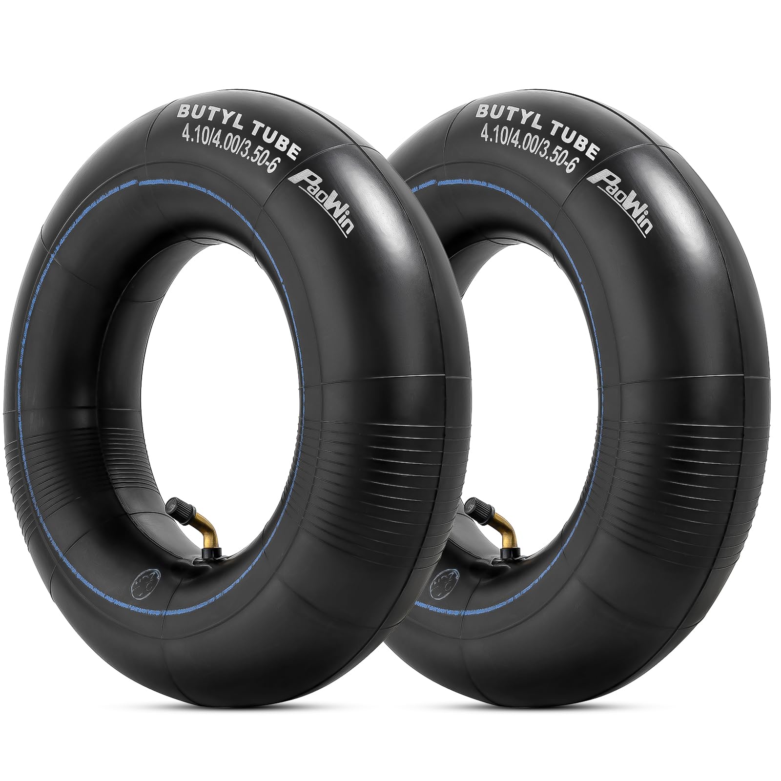 PaoWin 2 PCS 4.10/4.00/3.50-6 (13 x 4.00-6) Replacement Inner Tube with TR87 Bent Valve Stem Compatible with Wheelbarrows, Mowers, Hand Trucks and More 3.50-6 4.00-6 4.10-6 Tire Tubes