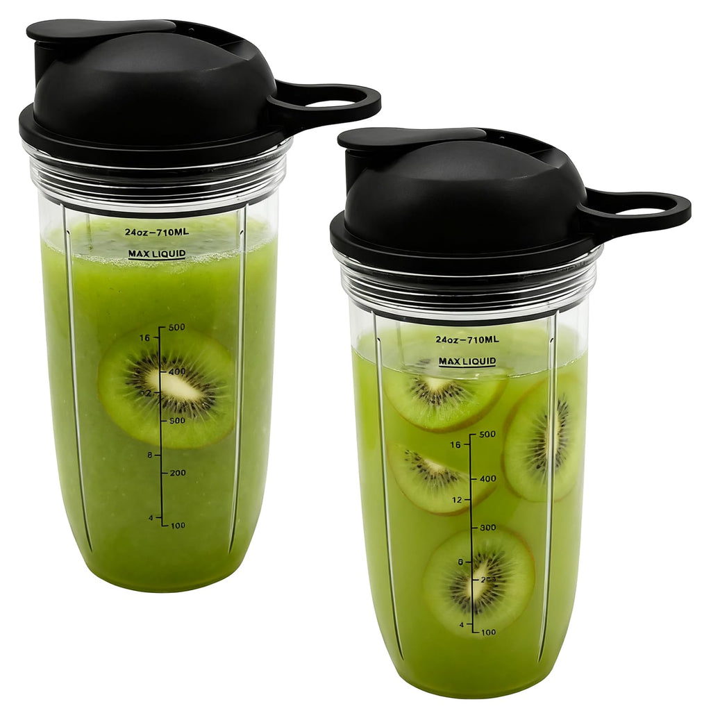 2-Pack Replacement Cups with Flip-Top to-Go-Lids Compatible with Nutri Bullet NB50100C Pro 1000W Single Serve Blender & NutriBullet ZNBF30500ZC Blender Combo 1200 Watt Replacement Parts Accessory