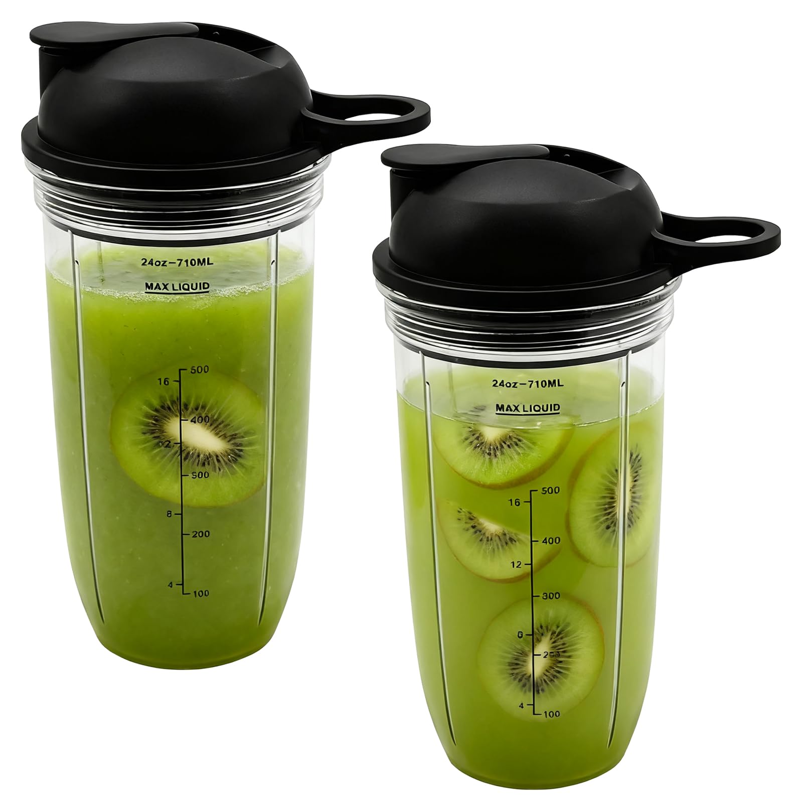 2-Pack Replacement Cups with Flip-Top to-Go-Lids Compatible with Nutri Bullet NB50100C Pro 1000W Single Serve Blender & NutriBullet ZNBF30500ZC Blender Combo 1200 Watt Replacement Parts Accessory