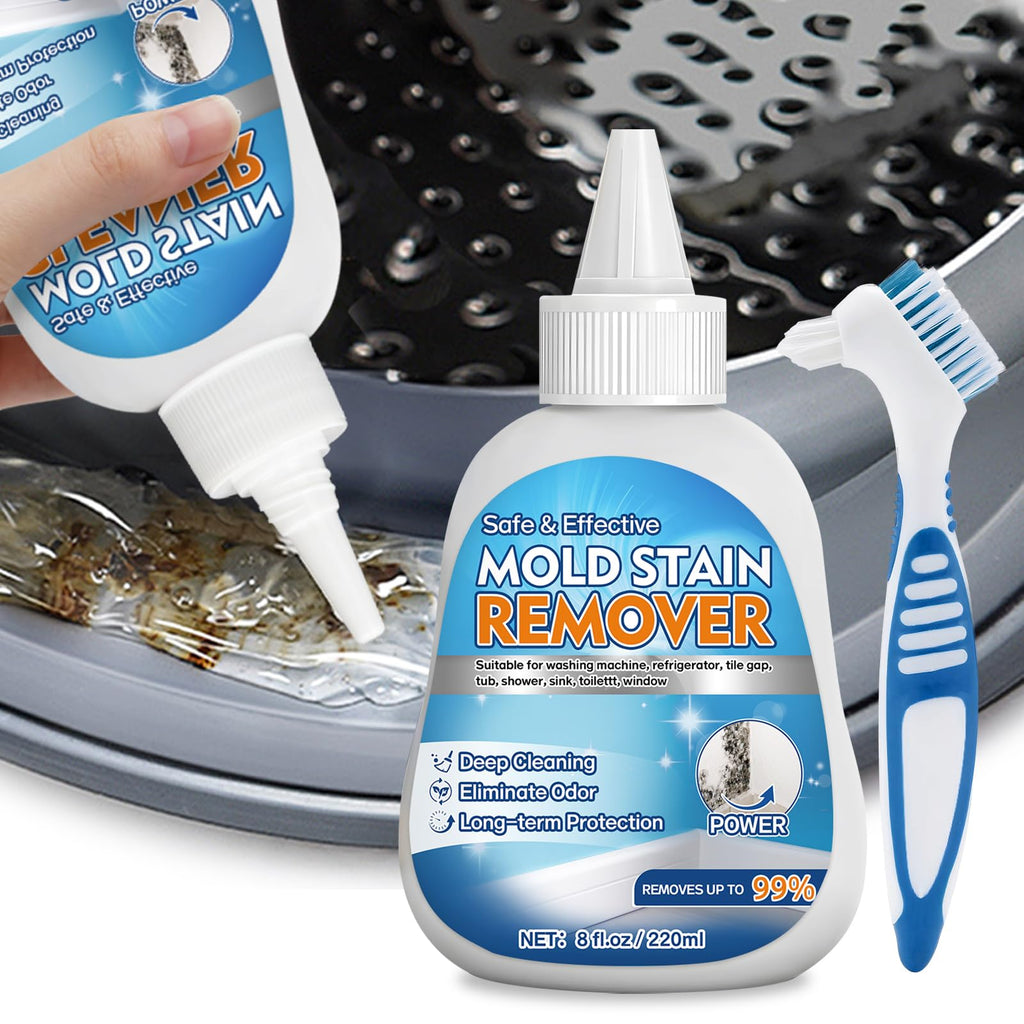 Aarovibe Mold Stain Remover Gel, 8 fl oz Heavy Duty Washing Machine Cleaner for Front Loader Washing Machine Seal, Bathroom Grout, Shower, Caulk - Front Load Washer Cleaning Solution
