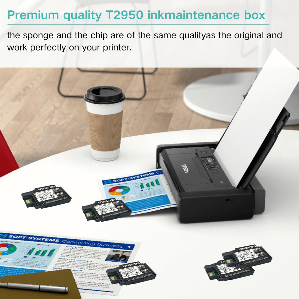 5 Pack WF-110 Maintenance Box, Remanufactured T2950 T295000 Ink Maintenance Box for Epson Workforce WF-100 WF-100W WF 100 WF100 Inkjet Printer