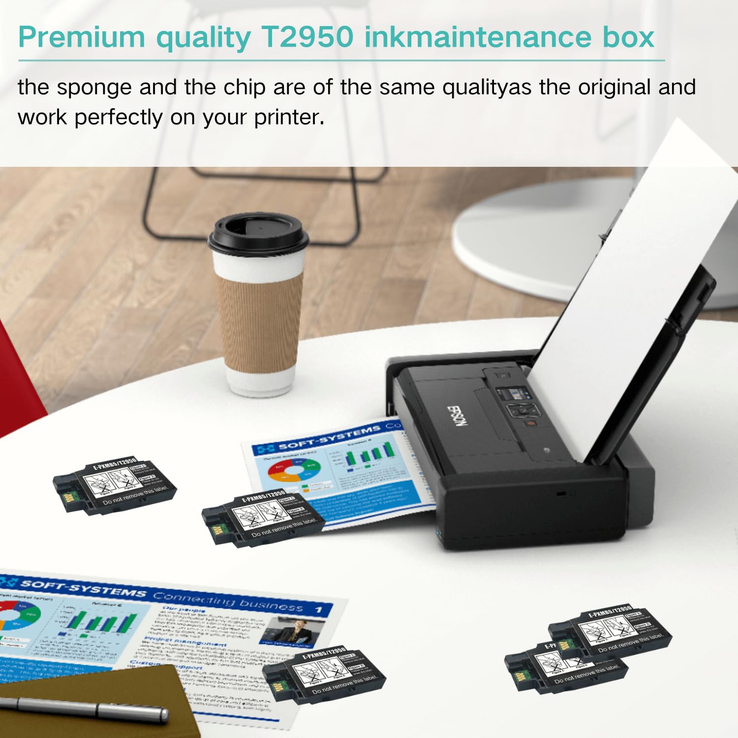 5 Pack WF-110 Maintenance Box, Remanufactured T2950 T295000 Ink Maintenance Box for Epson Workforce WF-100 WF-100W WF 100 WF100 Inkjet Printer