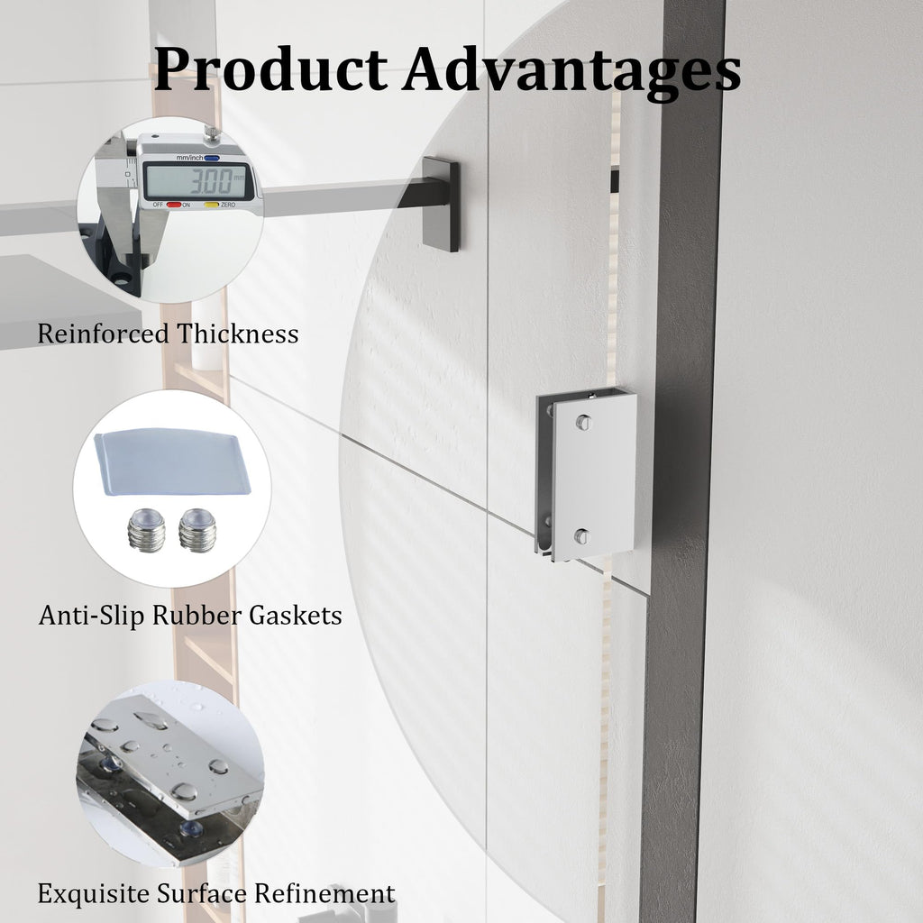 Alise Glass Shelf Brackets 2Pcs, Adjustable Shower Glass Clamps, Heavy Duty Clamp Holder, SUS304 Stainless Steel Brackets for 8-12mm Wood/Glass Shelves and Wall-to-Glass Connection, Polished Chrome