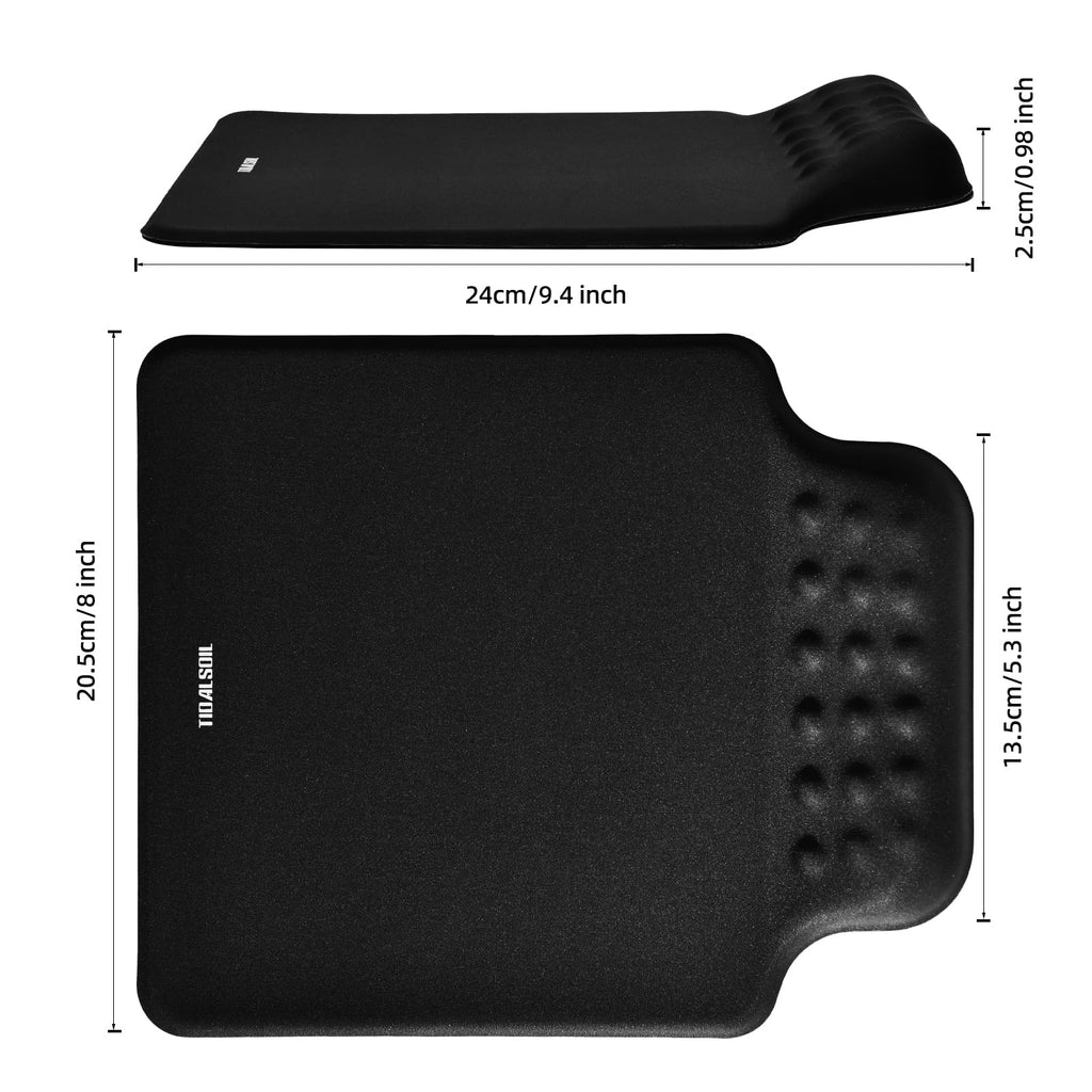 Ergonomic Mousepad with Slow-Rebound Memory Foam Wrist Rest - Ultra Smooth Surface, Non-Slip Base, Desk Essential for Office, Design, Gaming, 24x20.5 cm