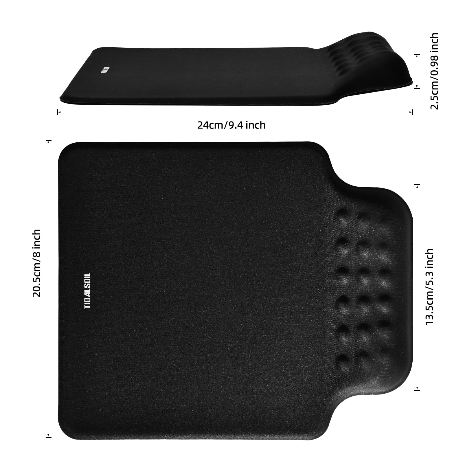 Ergonomic Mousepad with Slow-Rebound Memory Foam Wrist Rest - Ultra Smooth Surface, Non-Slip Base, Desk Essential for Office, Design, Gaming, 24x20.5 cm