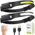 Headlamp Rechargeable 2Pack, Rechargeable LED Headlamp，230° Wide Beam Head Lamp LED with Motion Senso for Adults，5Brightness Modes, High Lumen Headlight for Running,Repairing, Camping, Hiking, Fishing