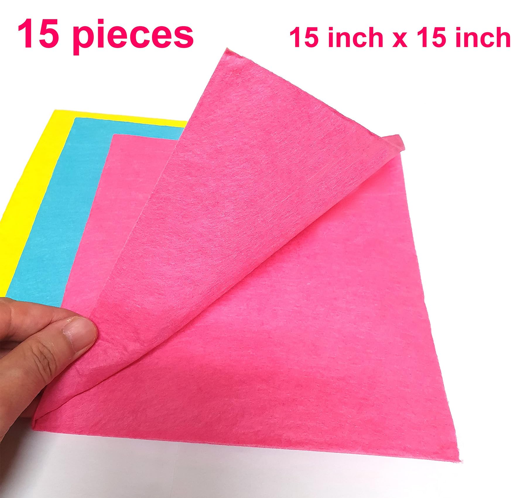 LENITH [15 packs] German Universal Household Color Dish cloths (3 Colors, 5 pack) Machine Washable Super Absorbent, Drying Eco-Friendly Non-woven Fabric Kitchen Cleaning Cloth