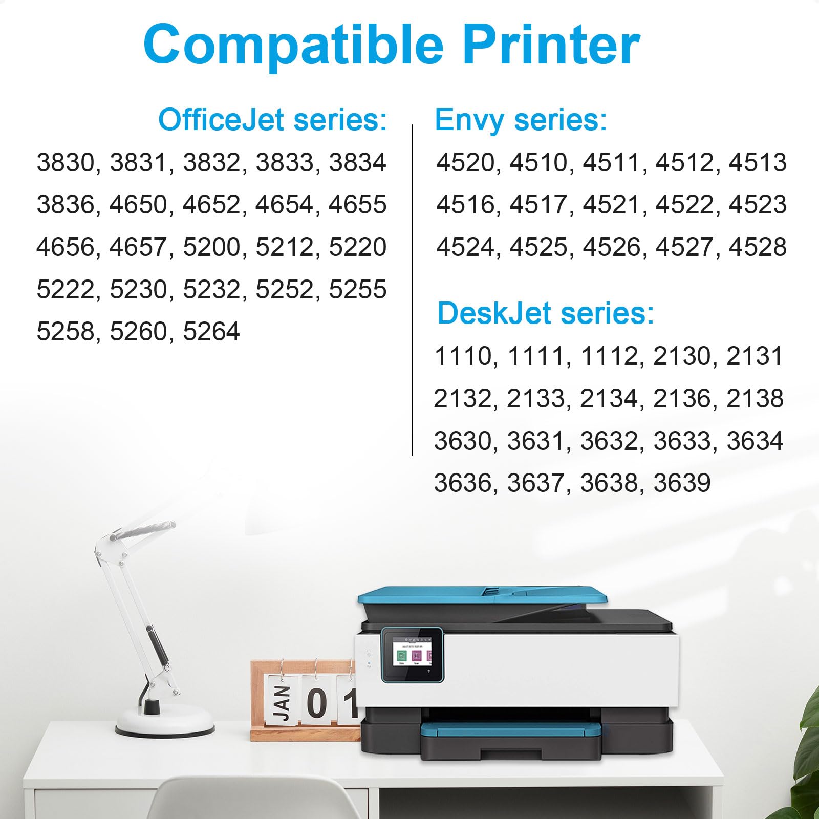 63XL Ink Cartridge Black/Colour Compatible for HP 63 Ink Cartridges Compatible for Envy 4520 4522 3634 OfficeJet 3830 4650 5252 5258 5260 DeskJet 3636 1111 3630 Printer