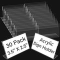 Ayuanb 30 Pcs Mini Acrylic Sign Holder, 8.9 x 6.4 cm Clear Sign Display Holder Table Top Name Card L Shape Sign Holders Price Label Display Stand for Office Home Store (3.5" x 2.5")